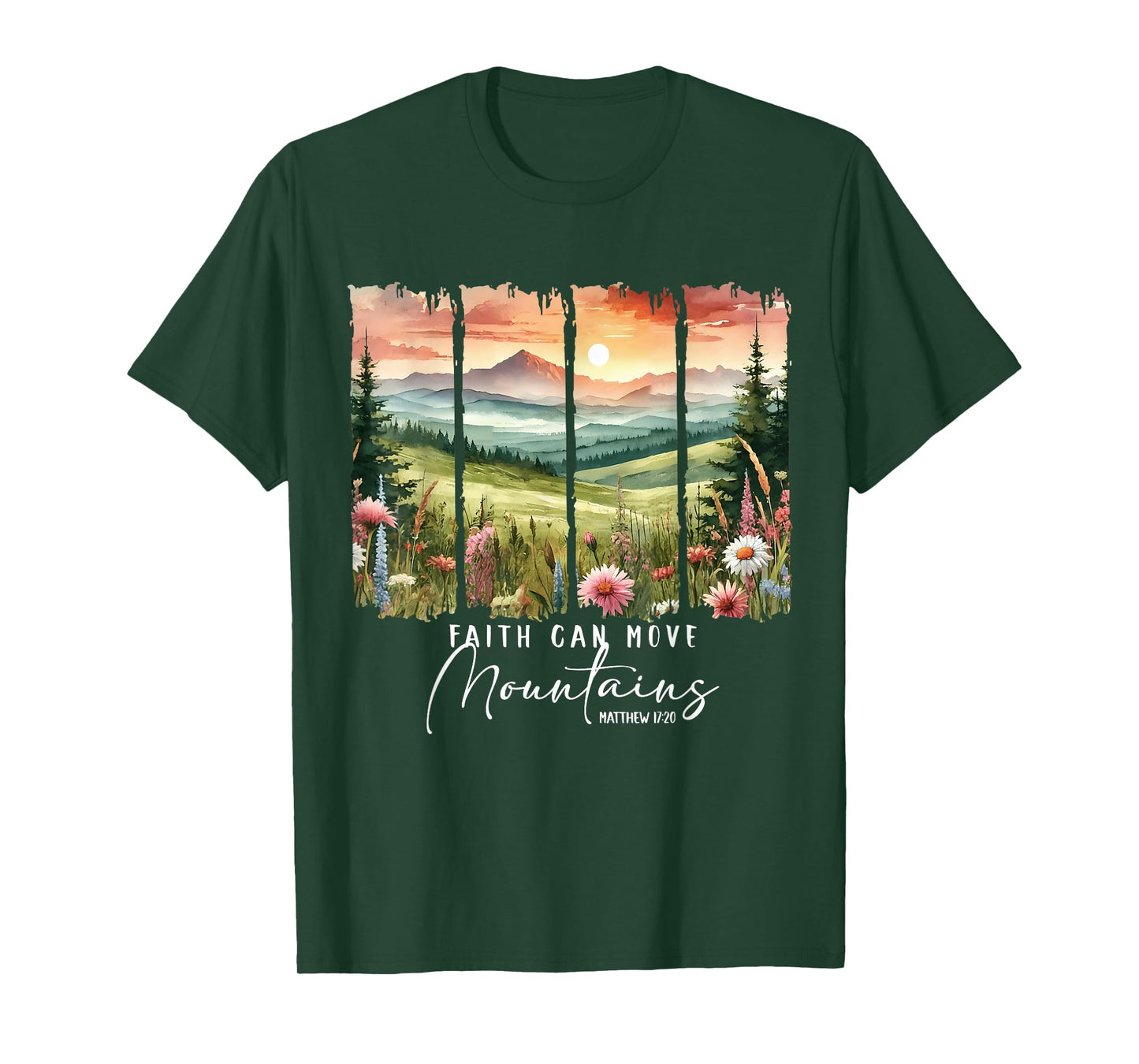 Faith Can Move Mountains Hiking Camping Christian Jesus T-Shirt