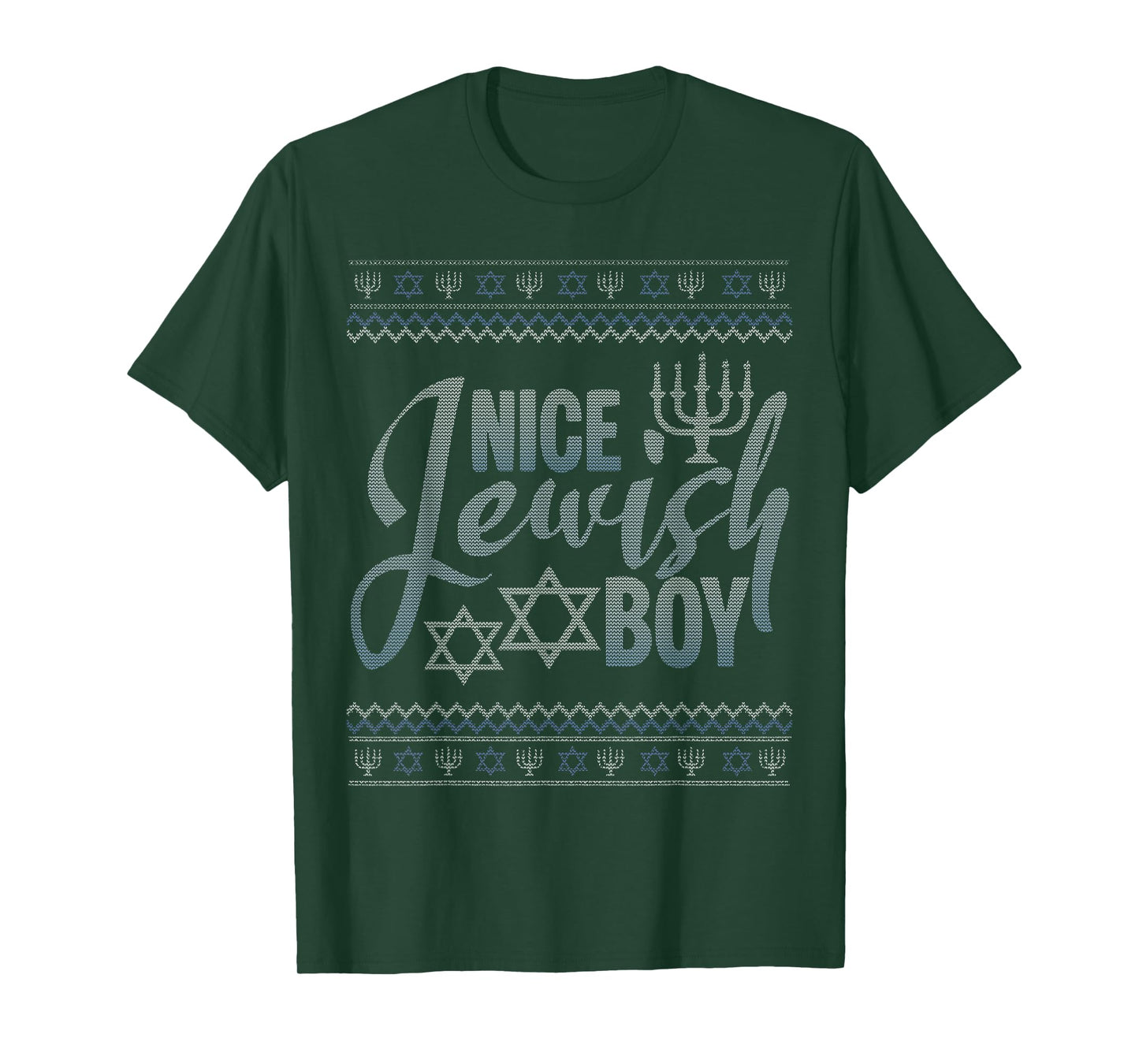 Nice Jewish Boy Menorah Ugly Christmas Happy Hanukkah T-Shirt