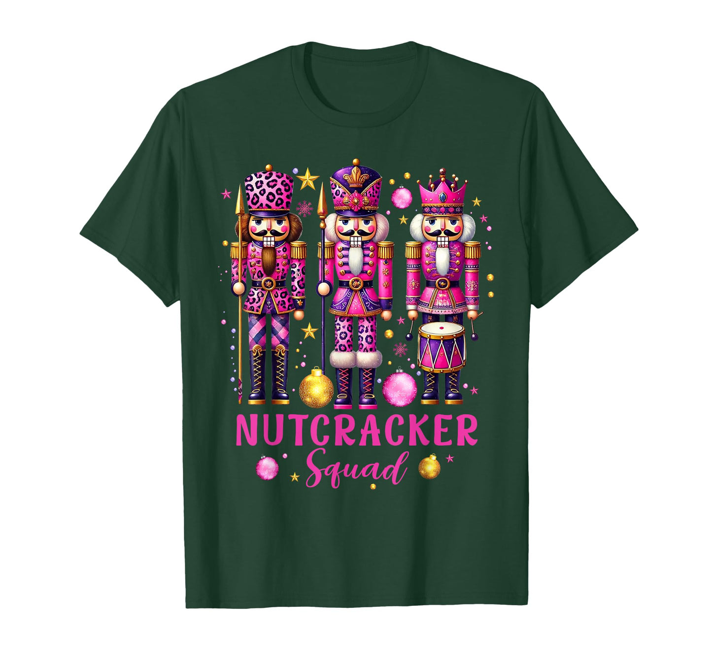 Leopard Nutcracker Squad Pink Christmas 2024 Pajamas Women T-Shirt