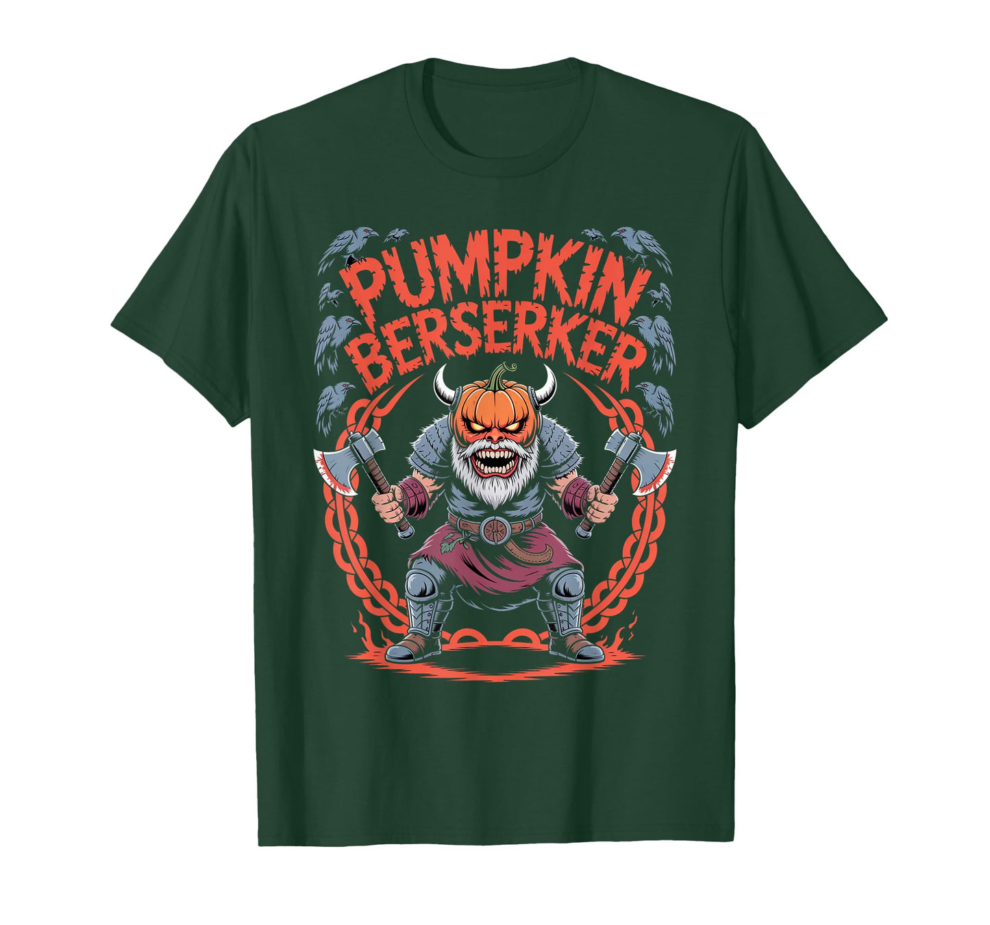 Nordic Mythology - Halloween Viking Pumpkin Berserker T-Shirt