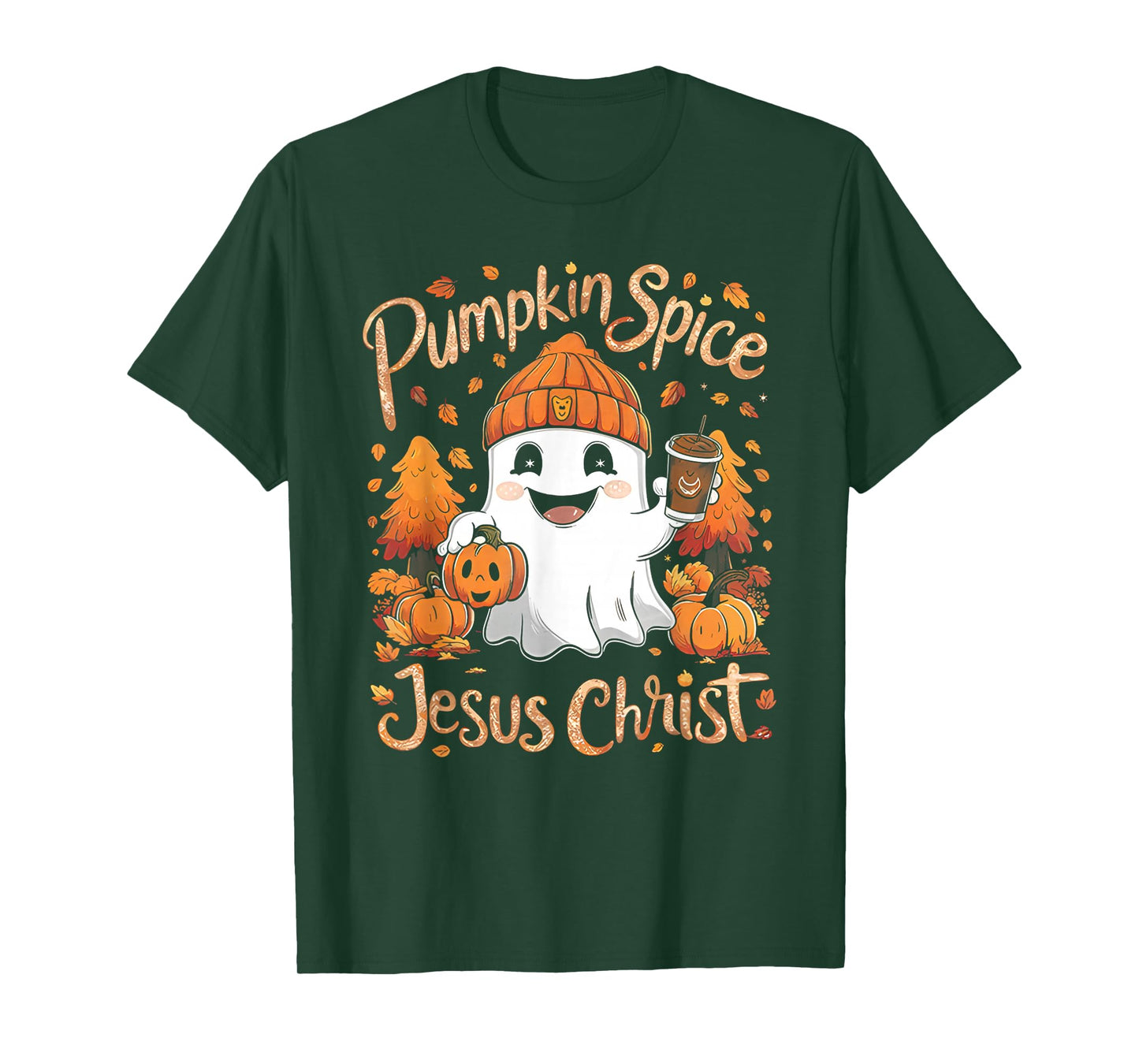 Pumpkin spice & Jesus Christ ghost pumpkin spice Halloween T-Shirt