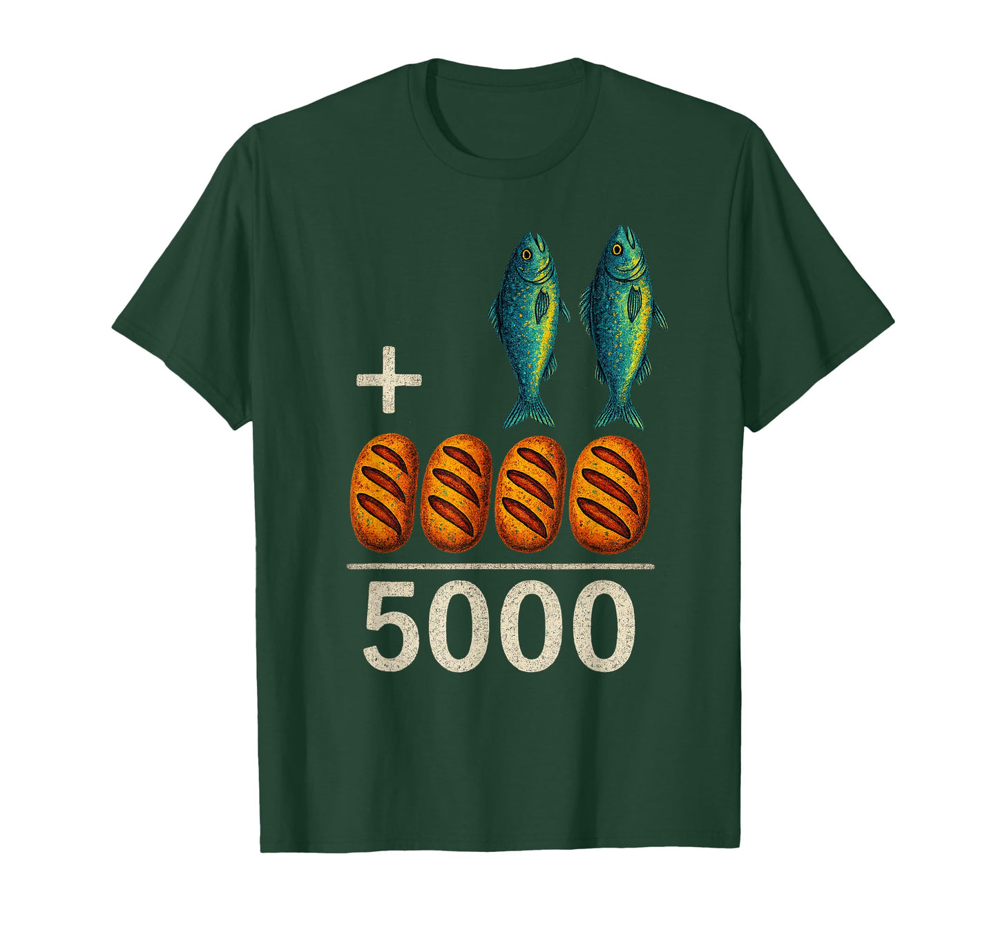 2 Fishes 5 Breads Jesus Feeds The 5000 Christian Bible T-Shirt