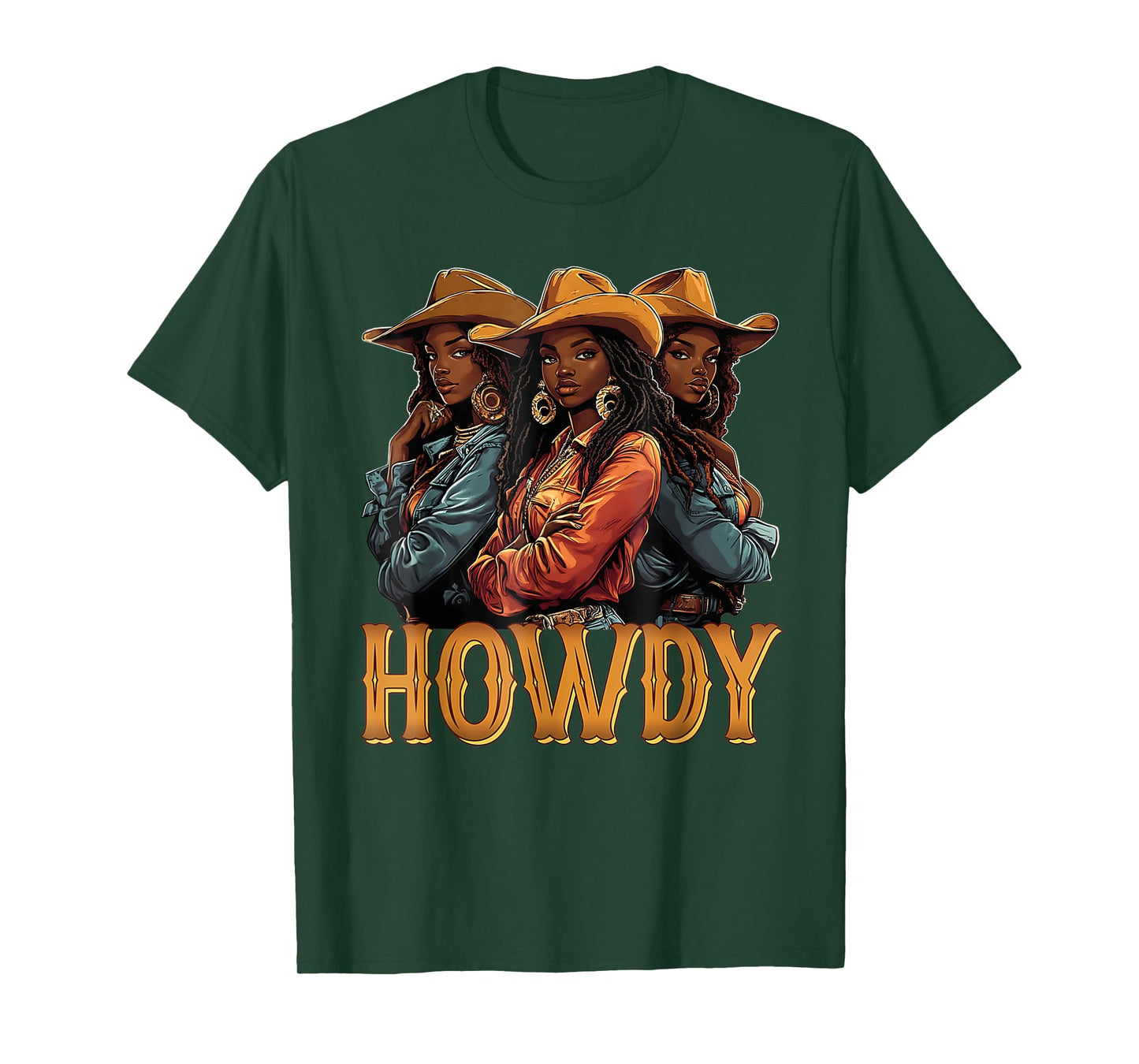 Howdy Retro Western Melanin Black Cowgirl African Women T-Shirt