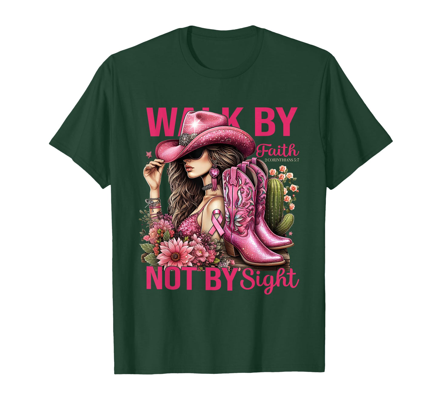 Walk by Faith Breast Cancer Awareness Cowgirl T-Shirt