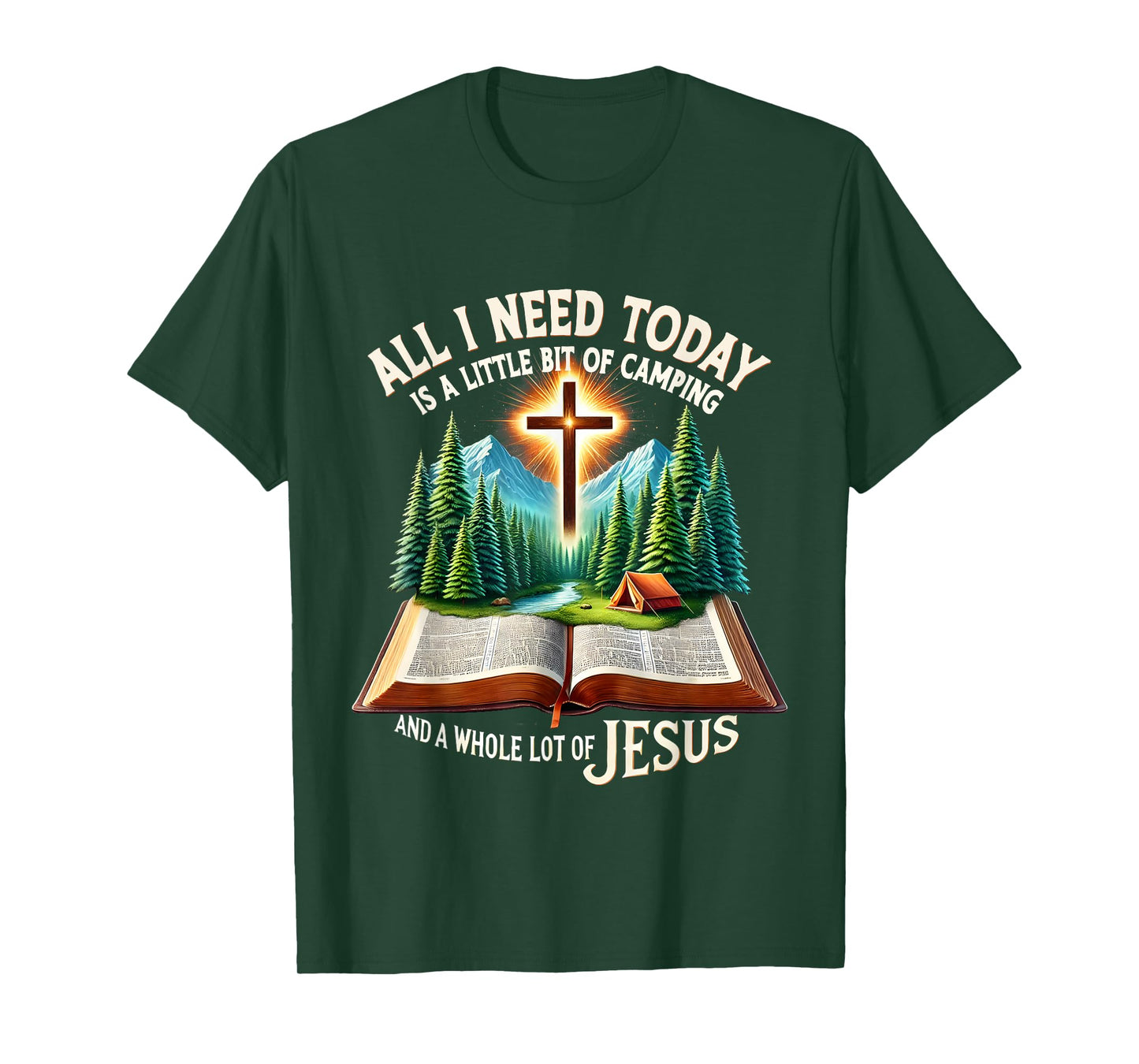 Camping and Jesus Outdoors Faith Bible Campfire Graphic T-Shirt