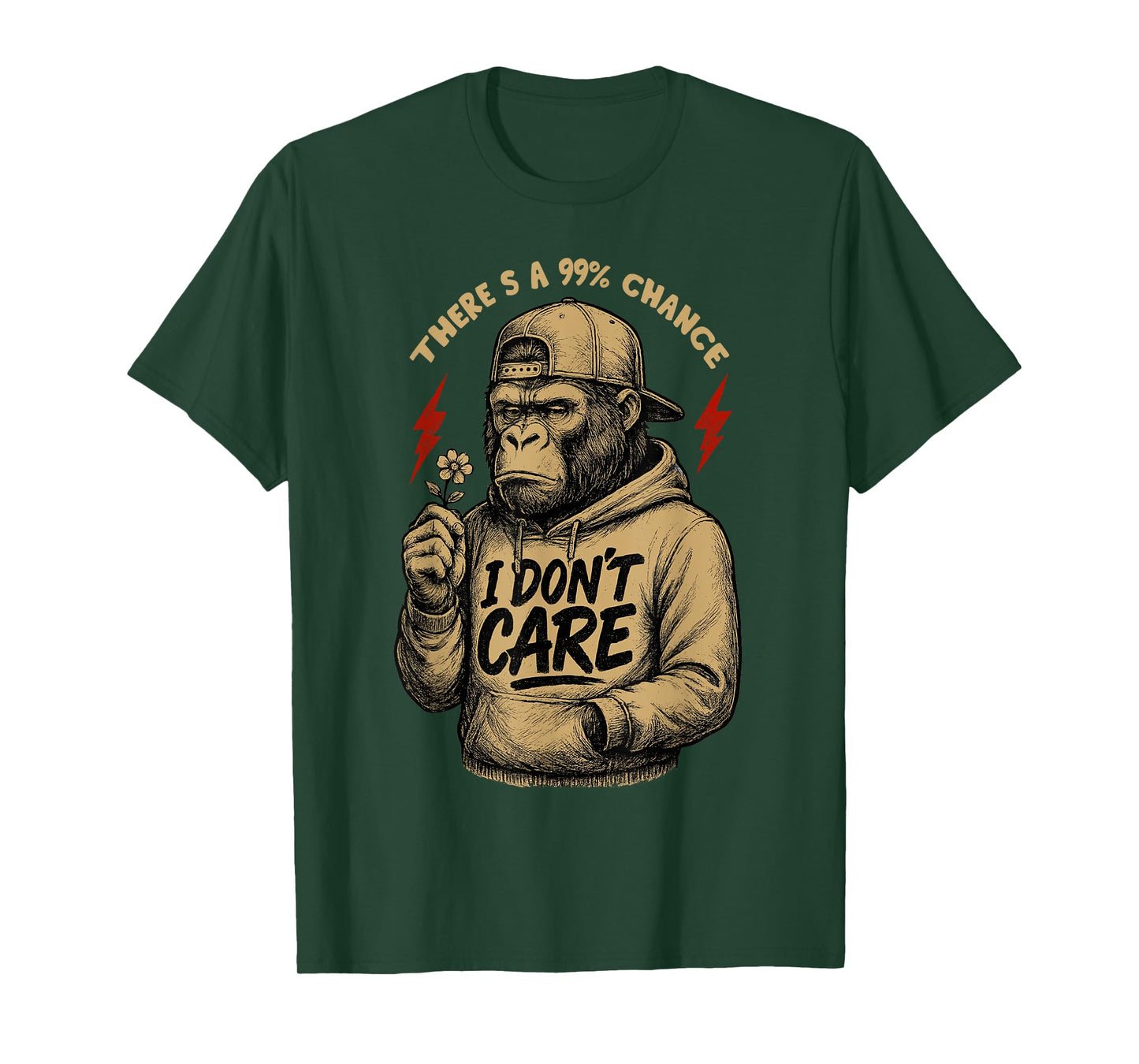There's A 99% Chance I Don't Care Funny Monkey Men T-Shirt