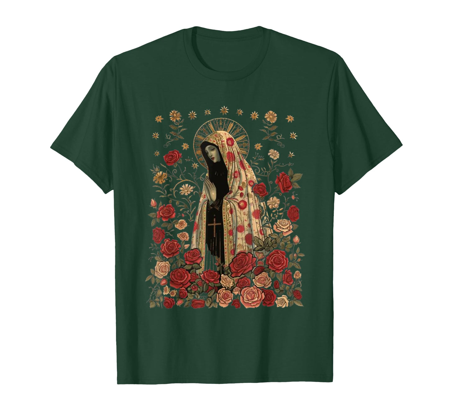 Our Lady of Fatima with Rosary, Catholics, Christians T-Shirt