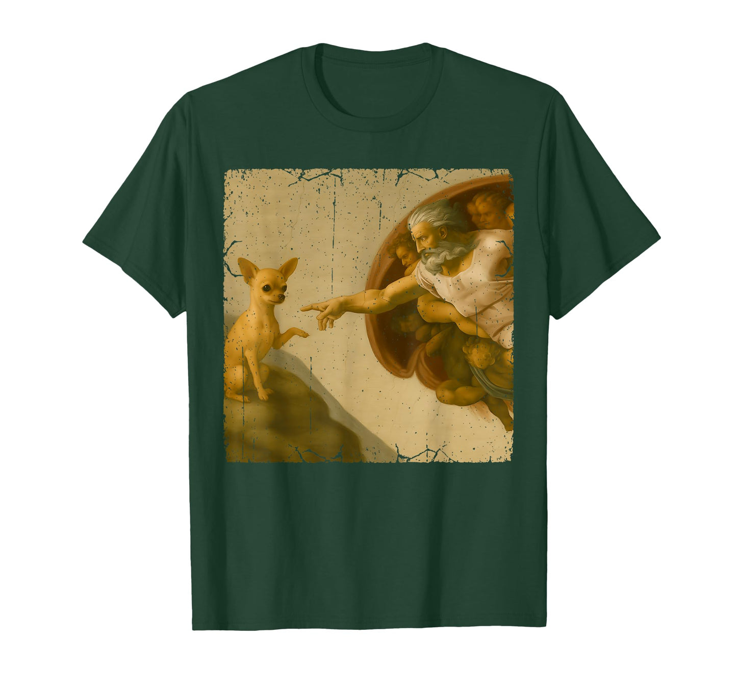 Chihuahua God Creation of Adam Meme Funny Memes T-Shirt