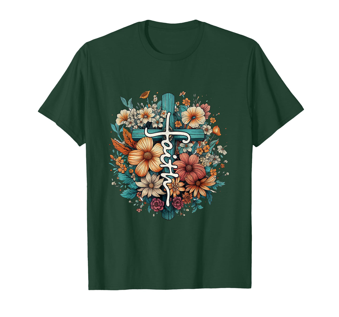Christian Faith Cross Flowers for Jesus and God T-Shirt