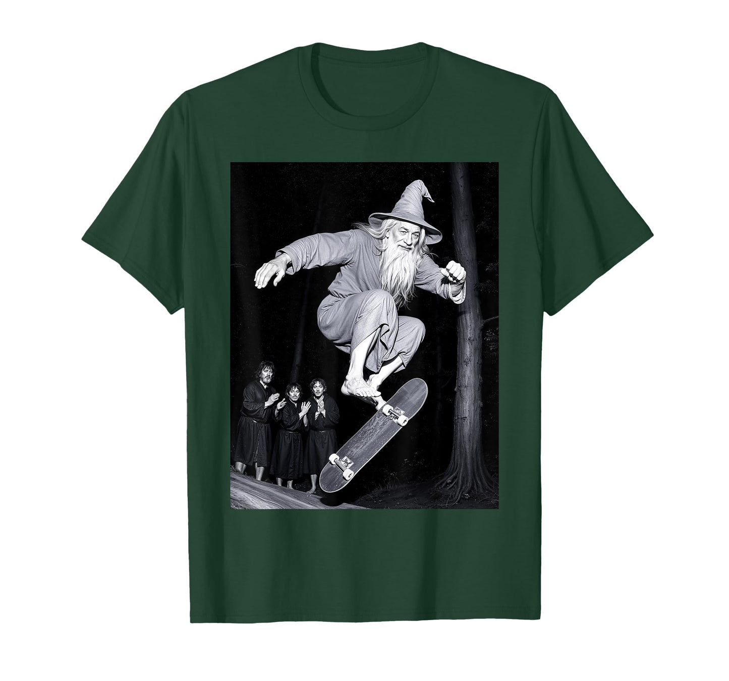 Wizard Skateboarding Funny Meme Skater Halloween Graphic Tee T-Shirt