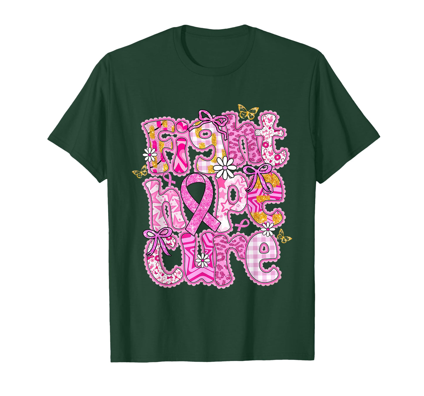 Faith Hope Cure Breast Cancer Survivor Awareness Pink Ribbon T-Shirt