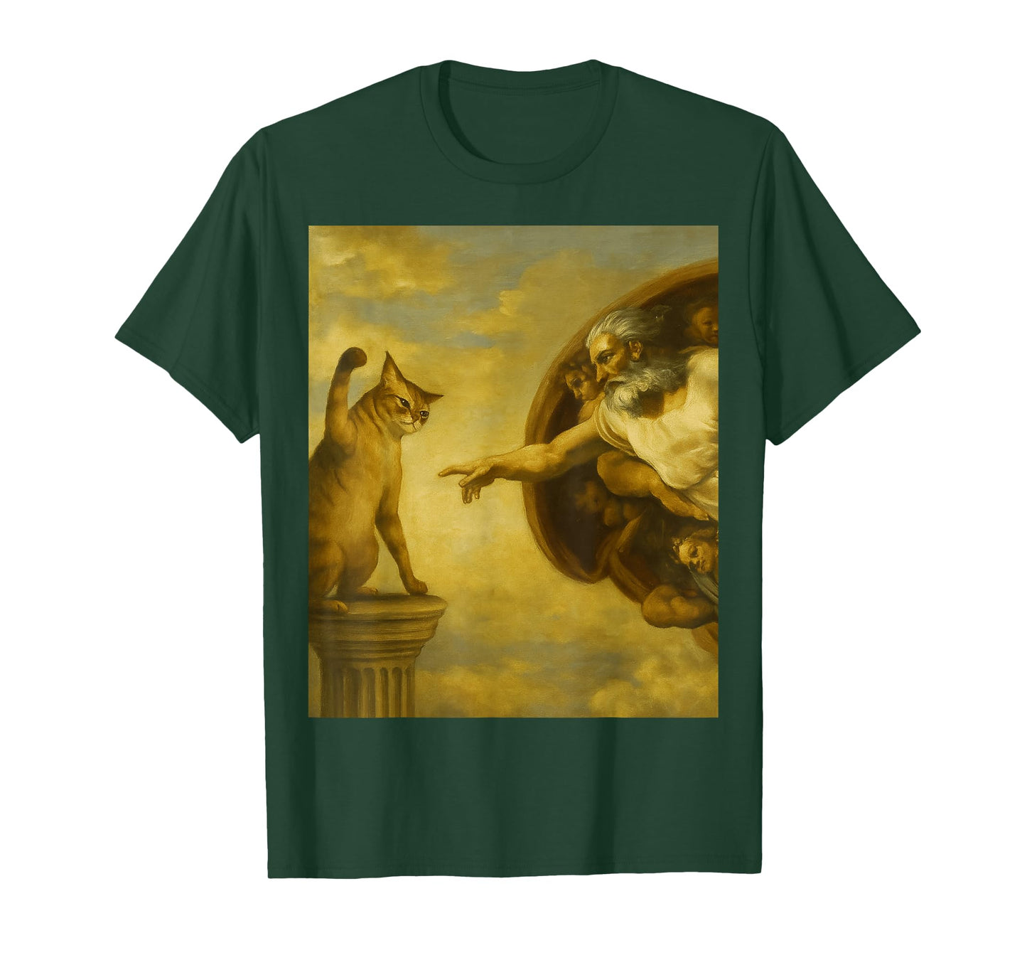 HUGvyn Funny Cat Lovers Jesus Meme Cat God Creation of Adam T-Shirt