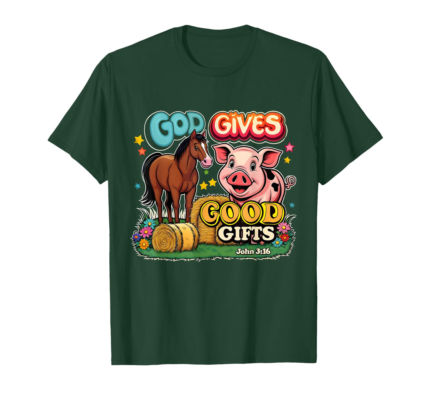 God Gives Good Gifts Farm Bible Verse Yee Haw VBS 2025 T-Shirt