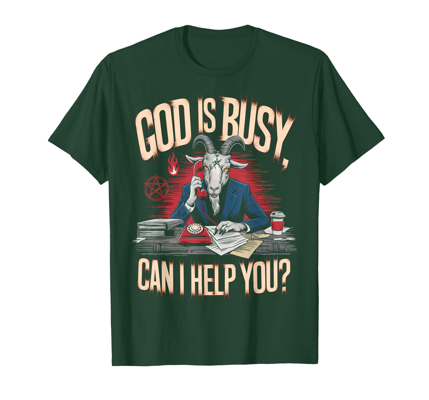 Satanic Goat Office Demon Occult Funny Sarcastic T-Shirt