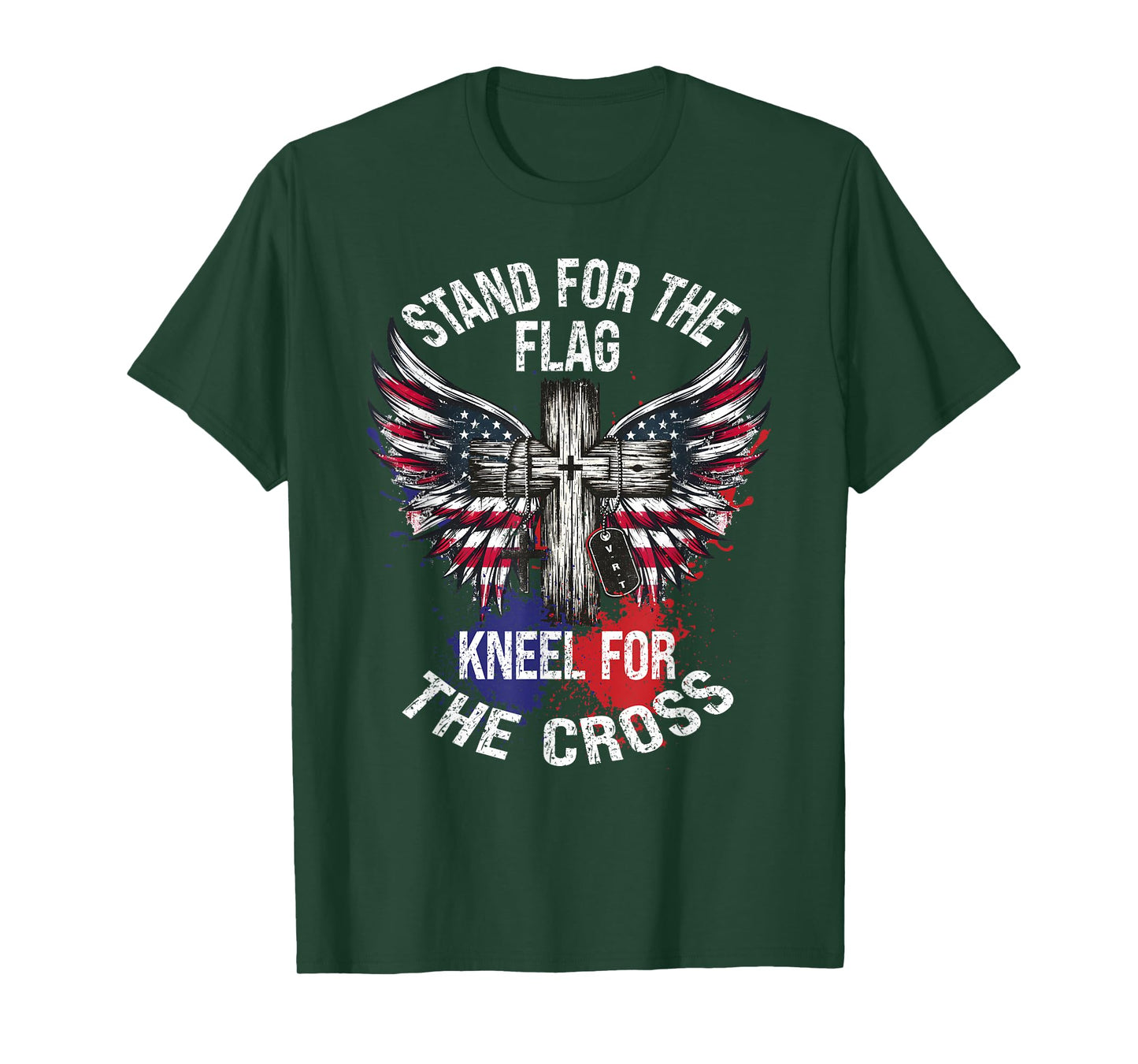 Stand for the Flag Kneel for the Cross US Patriotic Military T-Shirt