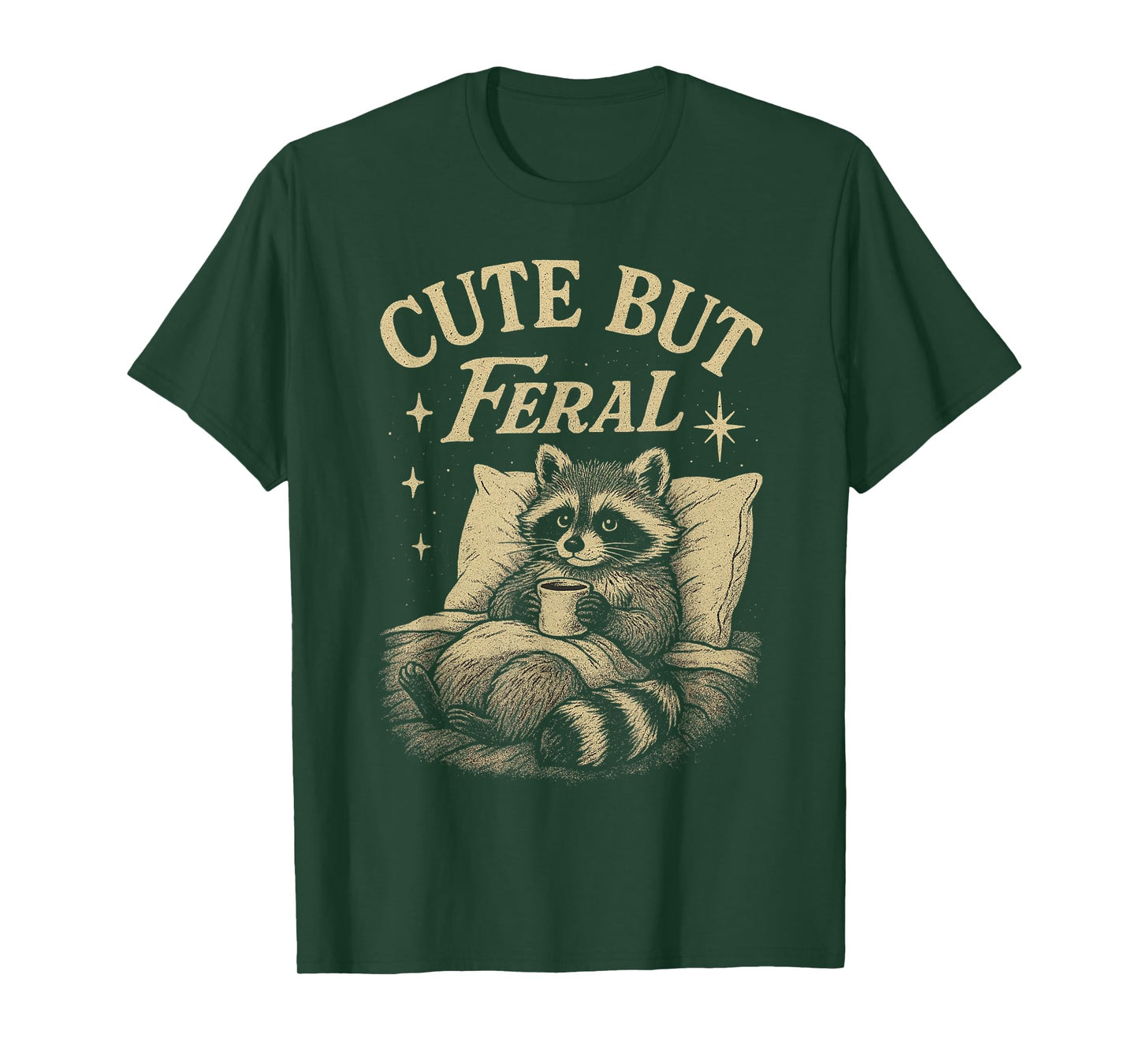 Cute But Feral Raccoon Cozy Meme Coffee Chaos Vintage T-Shirt