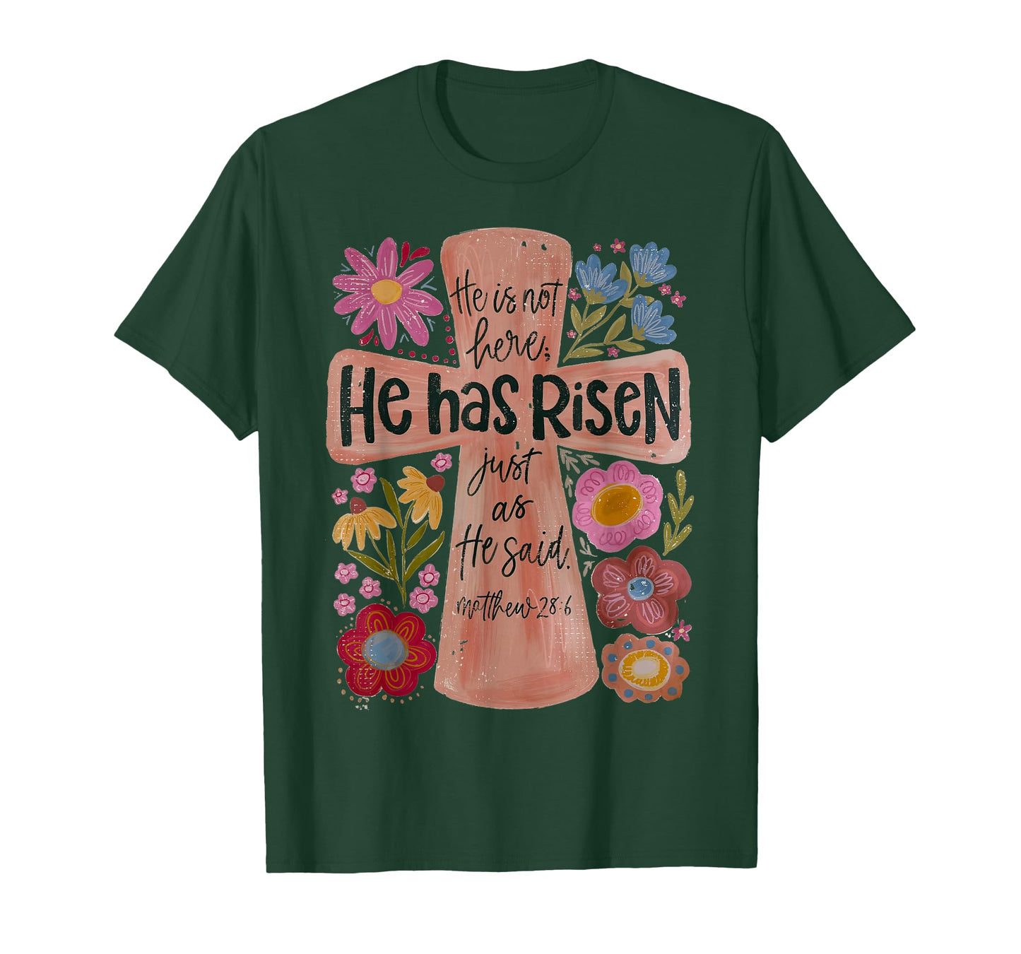He has risen Christian Easter boho floral T-Shirt