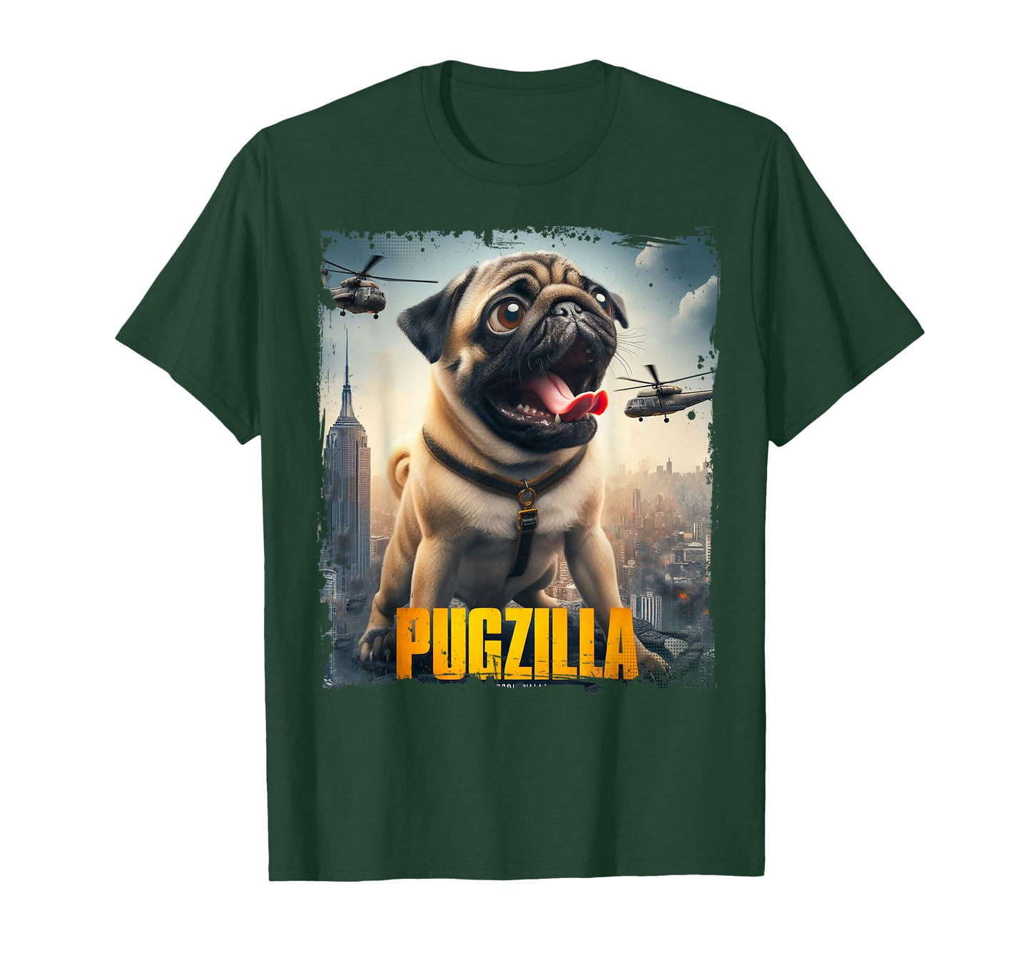 Pugzilla Funny Pug For Dog Lovers Funny Lovely Pug Parody T-Shirt