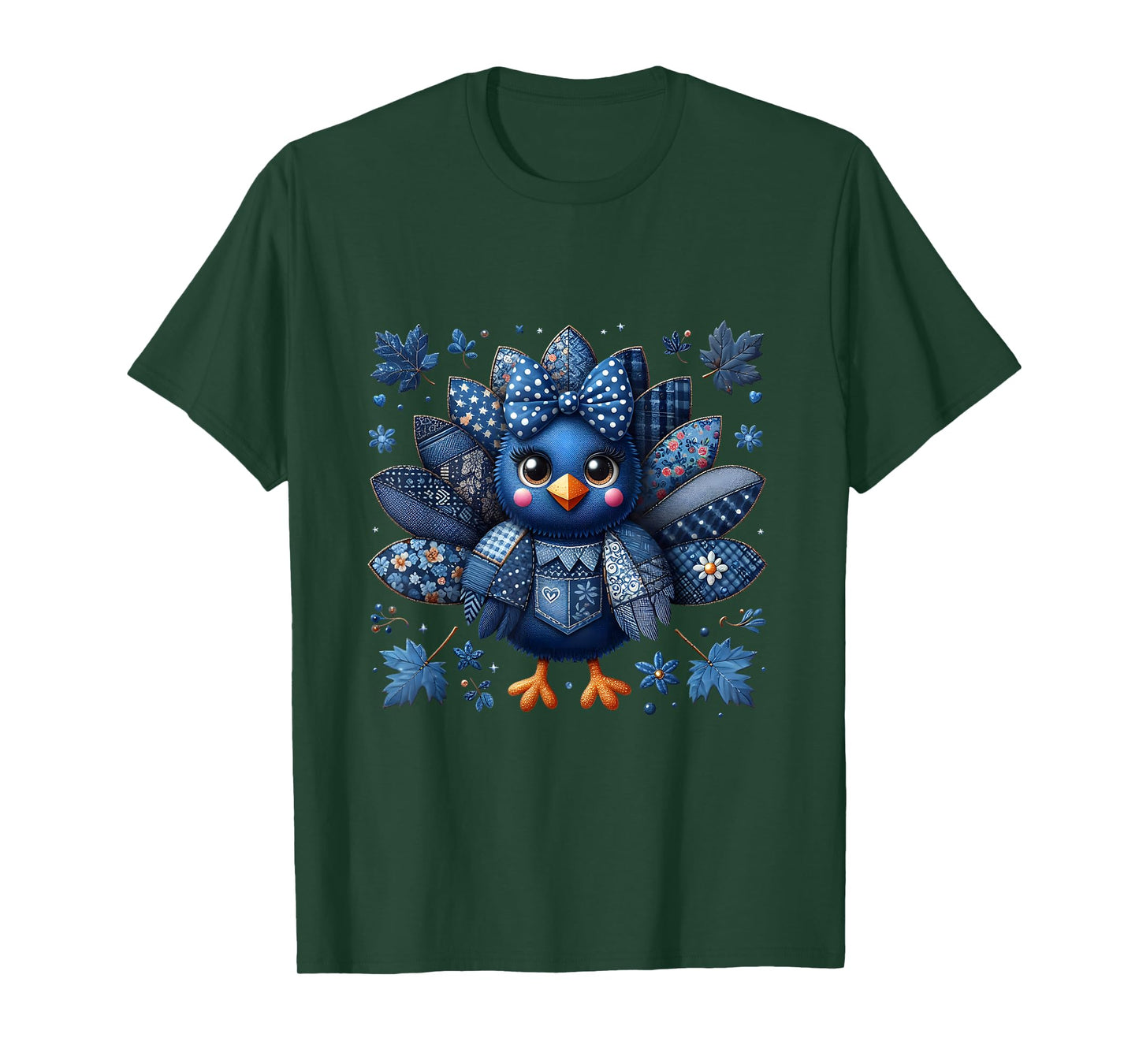 Grandma Mama Mom Denim Thankful Turkey Give Thanks T-Shirt