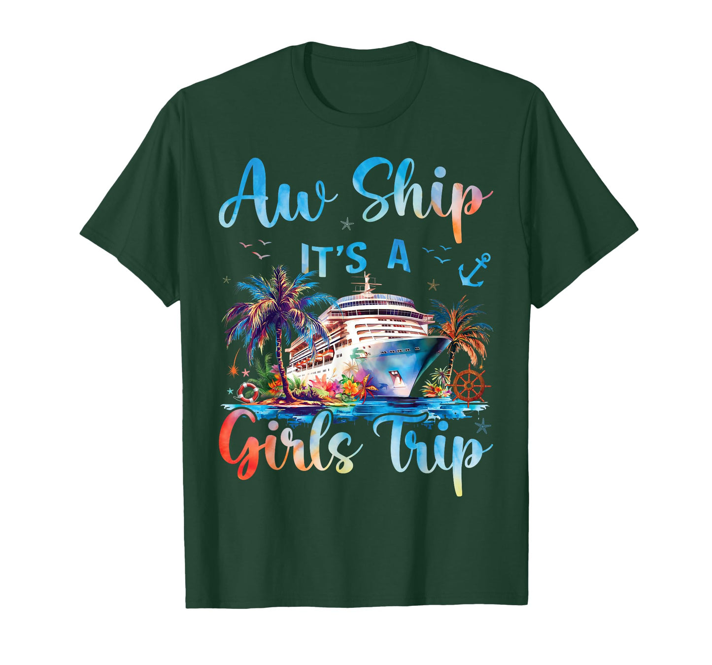 Aw Ship It's A Girls Trip Funny Cruise Squad Vacation Trip T-Shirt