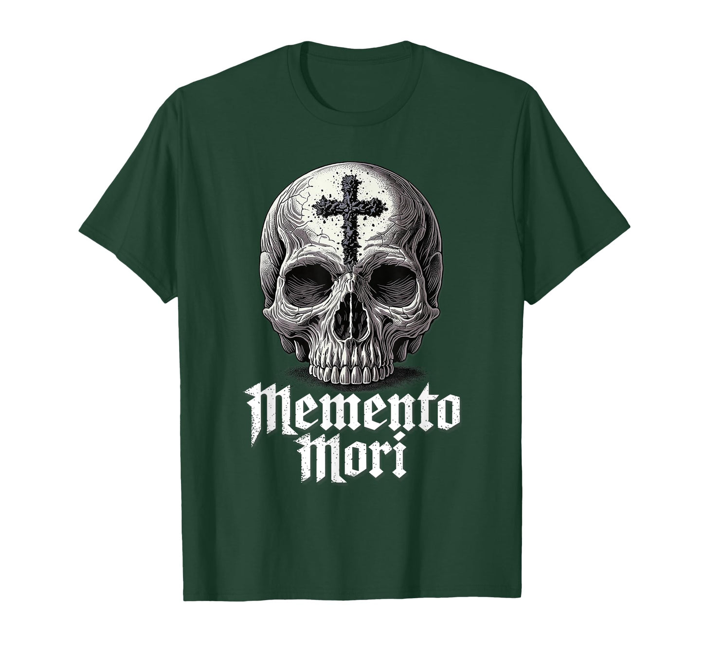 Memento Mori Catholic Crucifix Traditional Latin Mass Skull T-Shirt