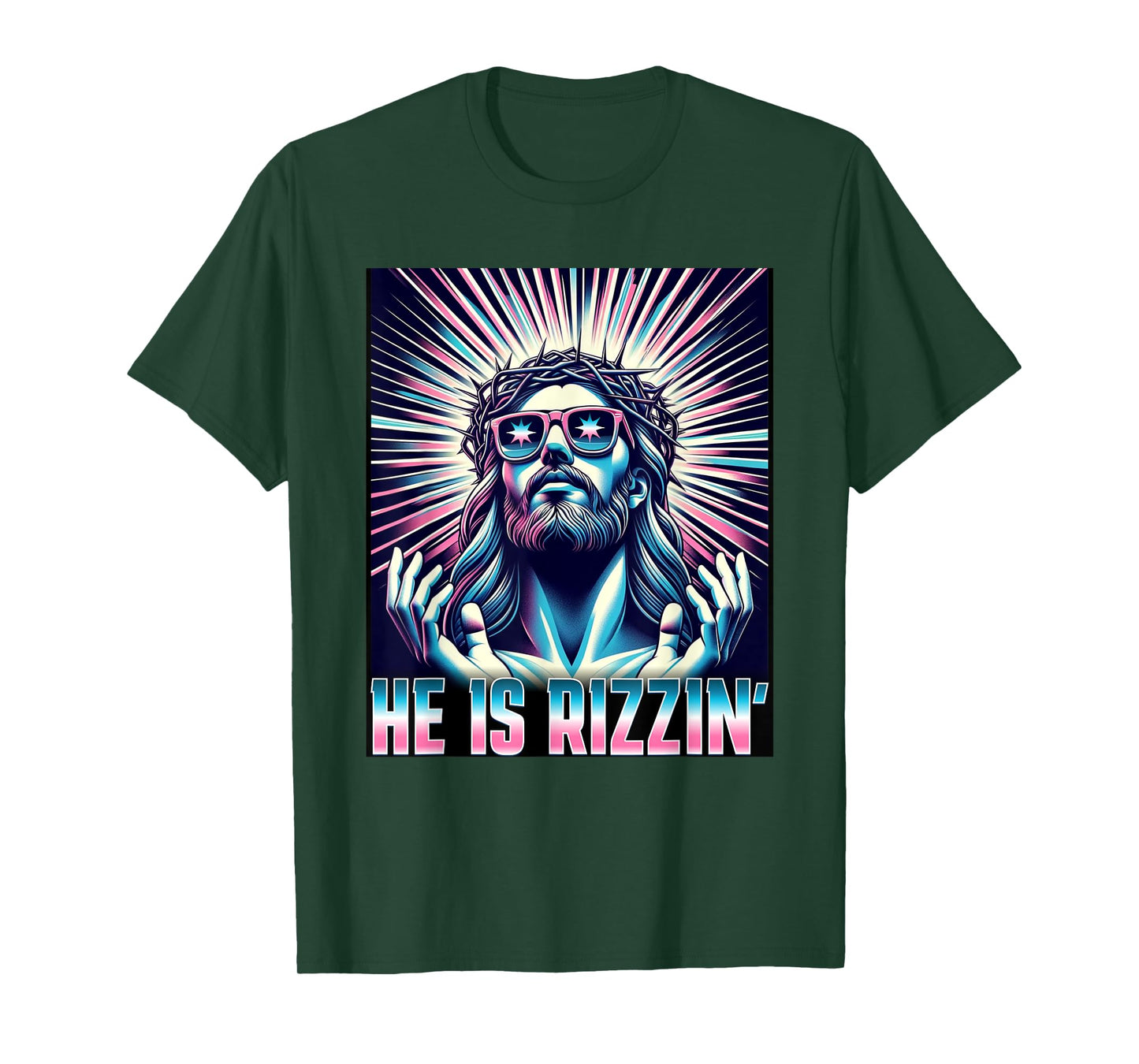 Funny Easter Resurrection Rizz Meme He is Rizzin Jesus T-Shirt