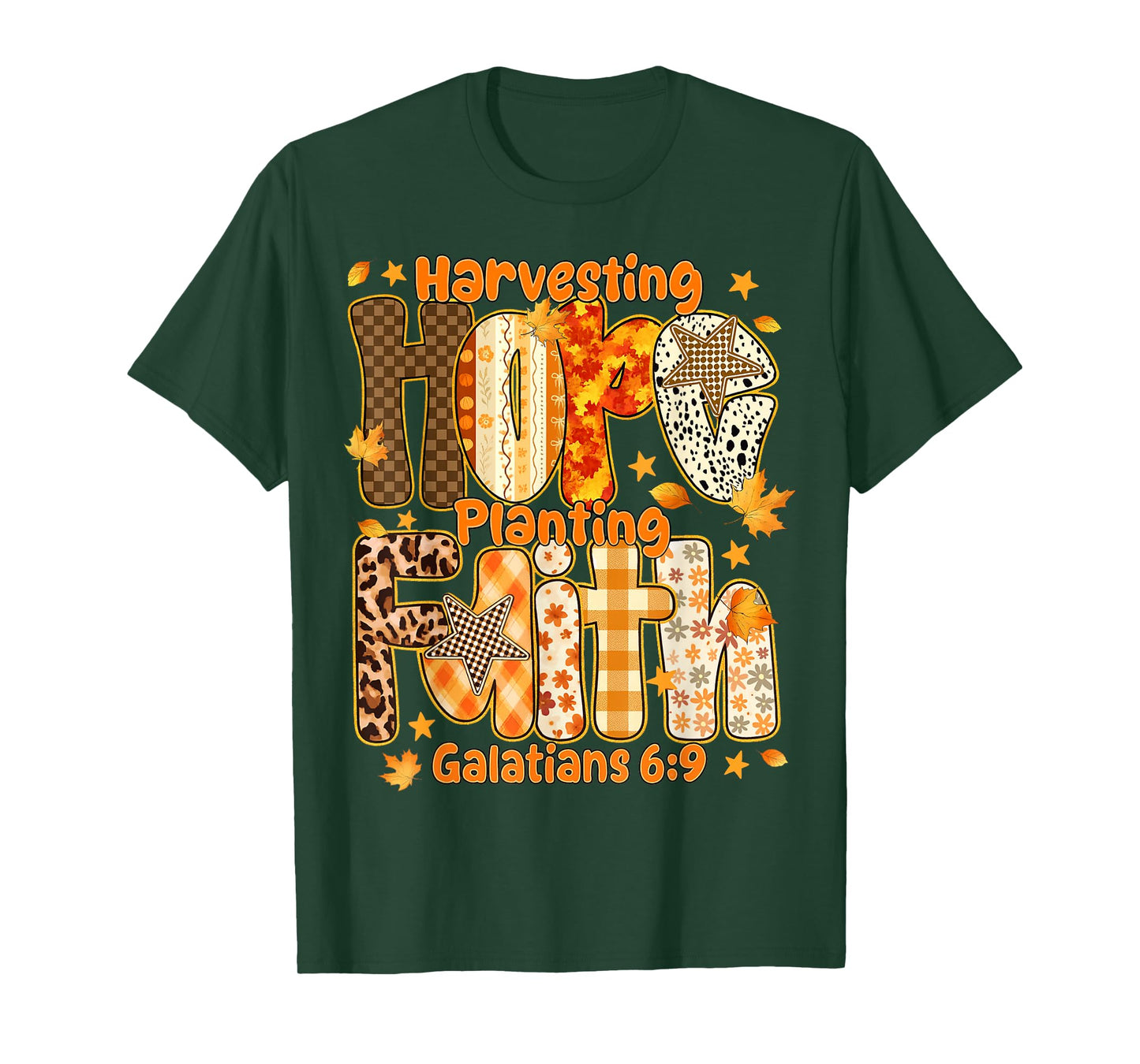 Harvesting Hope Plating Faith Christian Fall Autumn Leaves T-Shirt