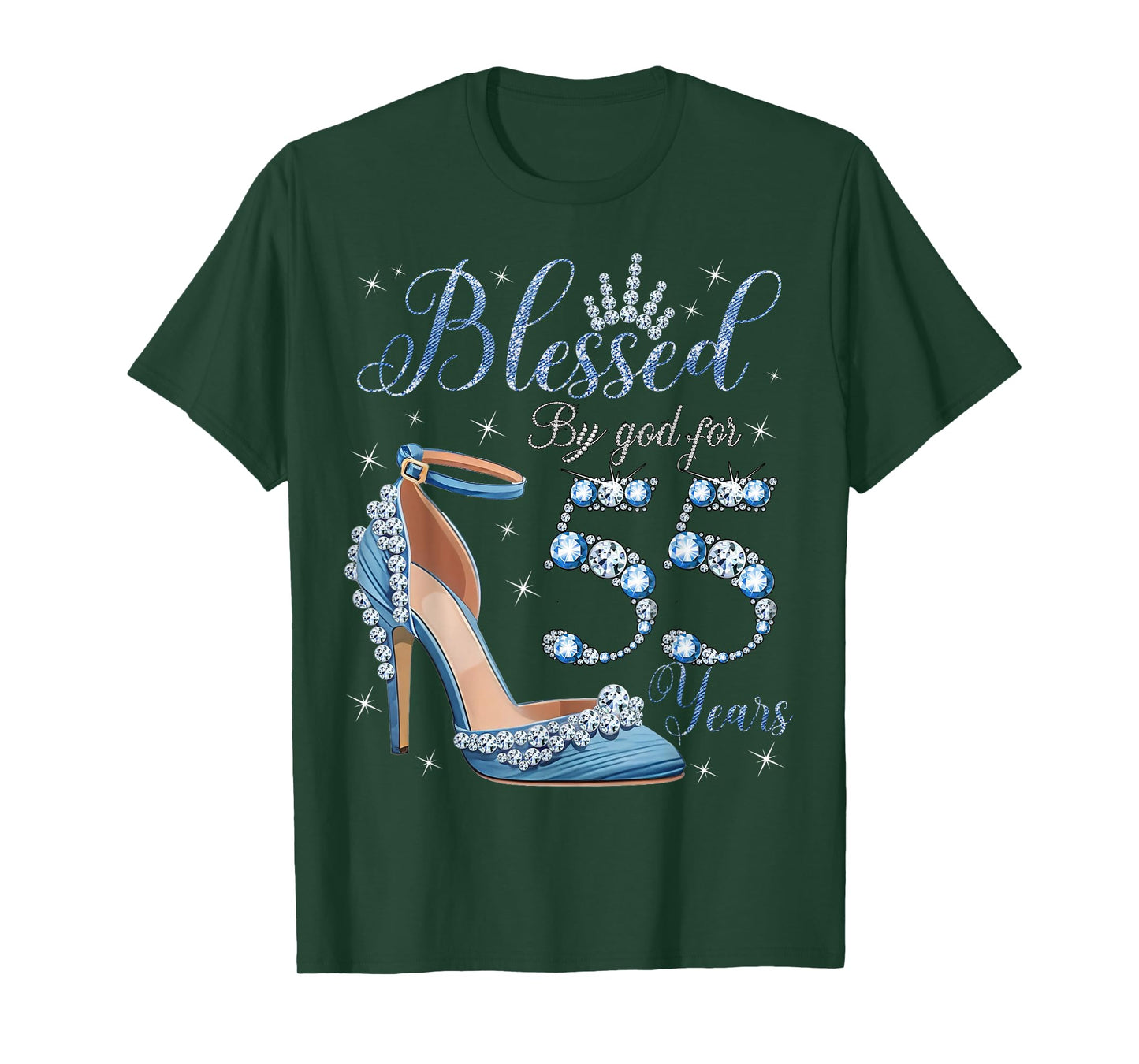 Blessed By God For 55 Years High Heels Denim Womens Birthday T-Shirt