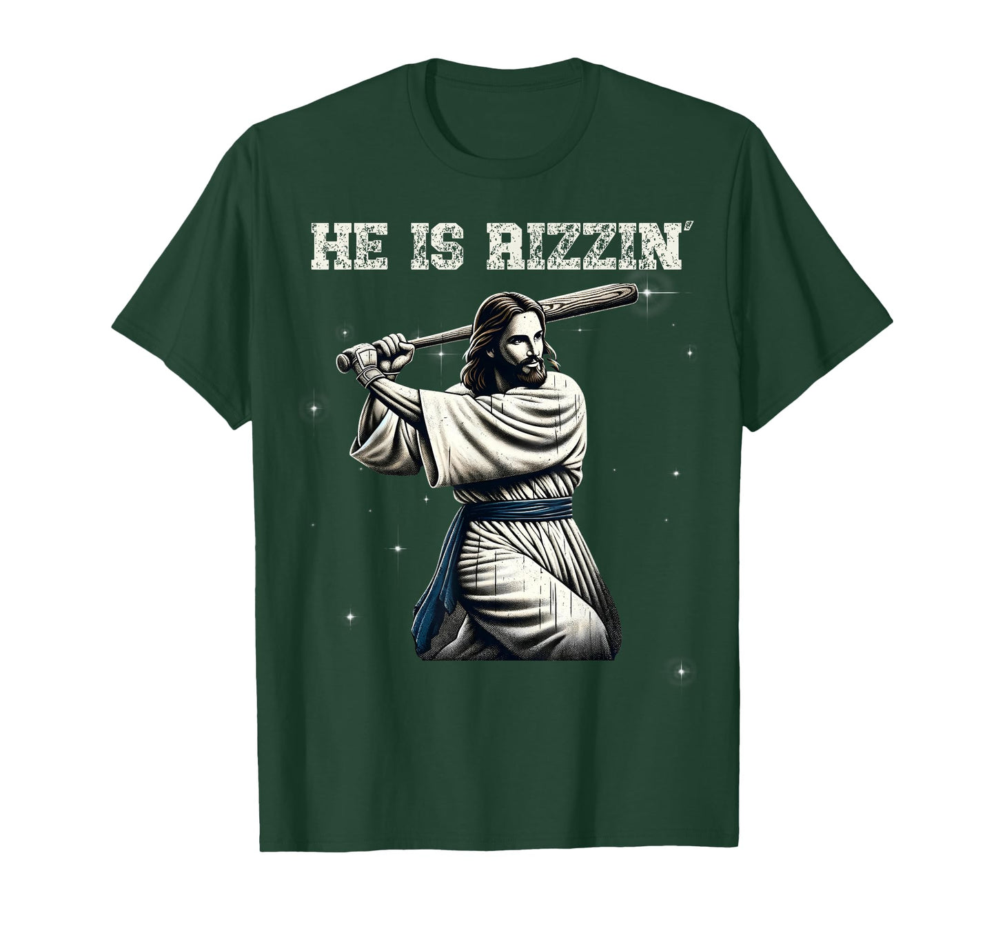 He is Rizzin Jesus Playing Baseball Funny Sports Rizz T-Shirt