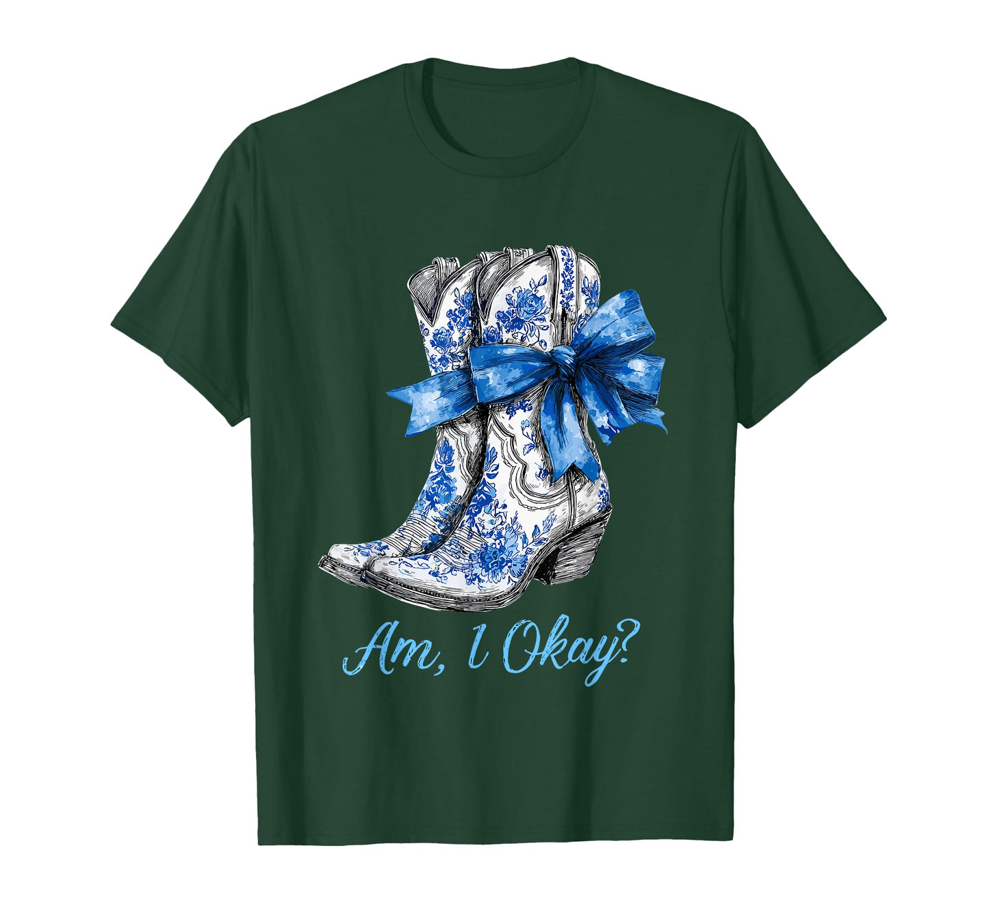 Am I Okay Boot Western Texas Cowgirl Coquette Bow Women Girl T-Shirt
