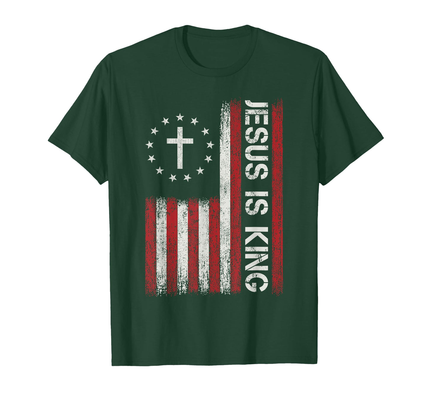 Jesus Is King God Christian Bible Faith Cross Flag Religious T-Shirt