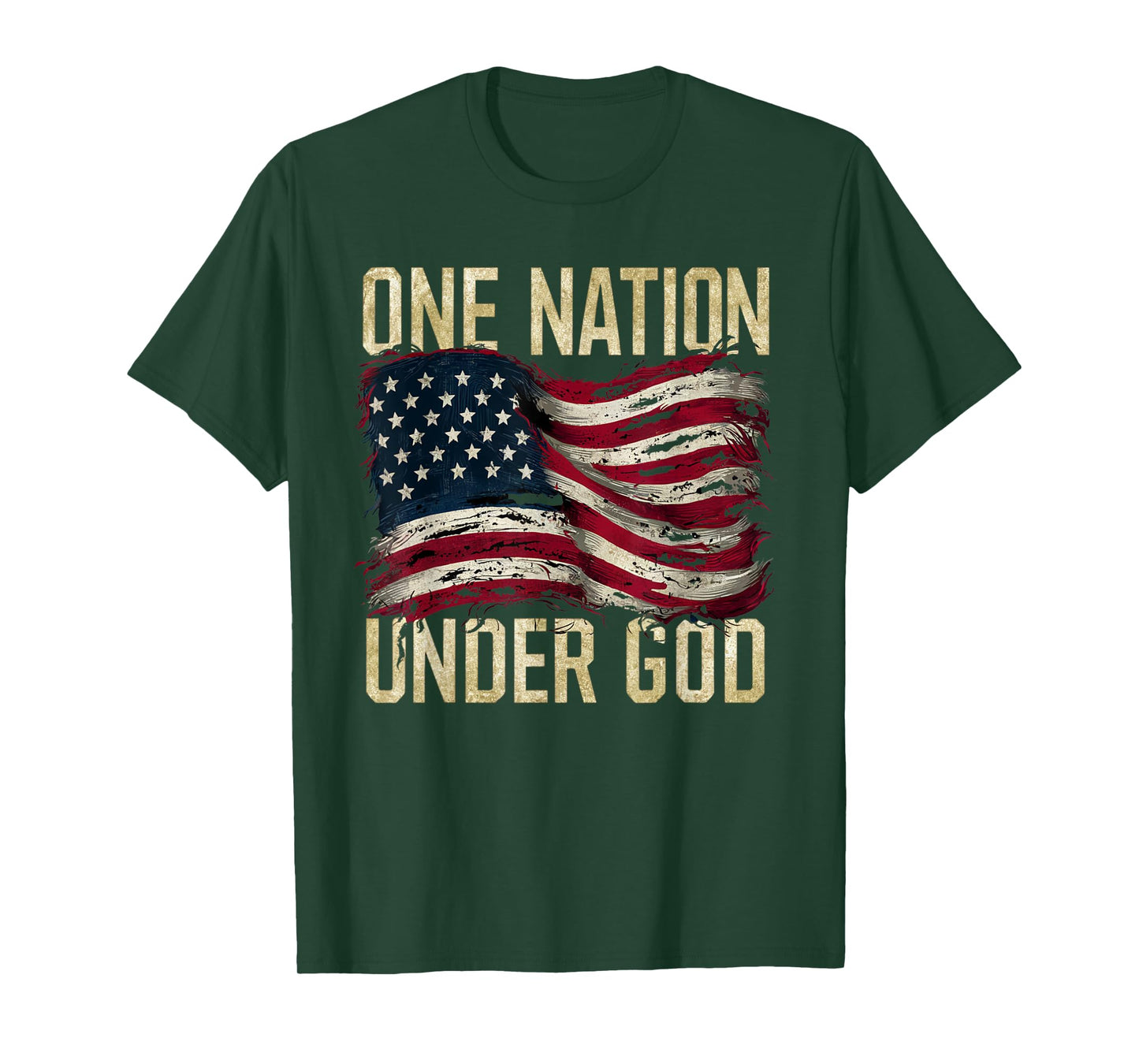 Patriotic One Nation Under God American Flag Design T-Shirt for Women Men