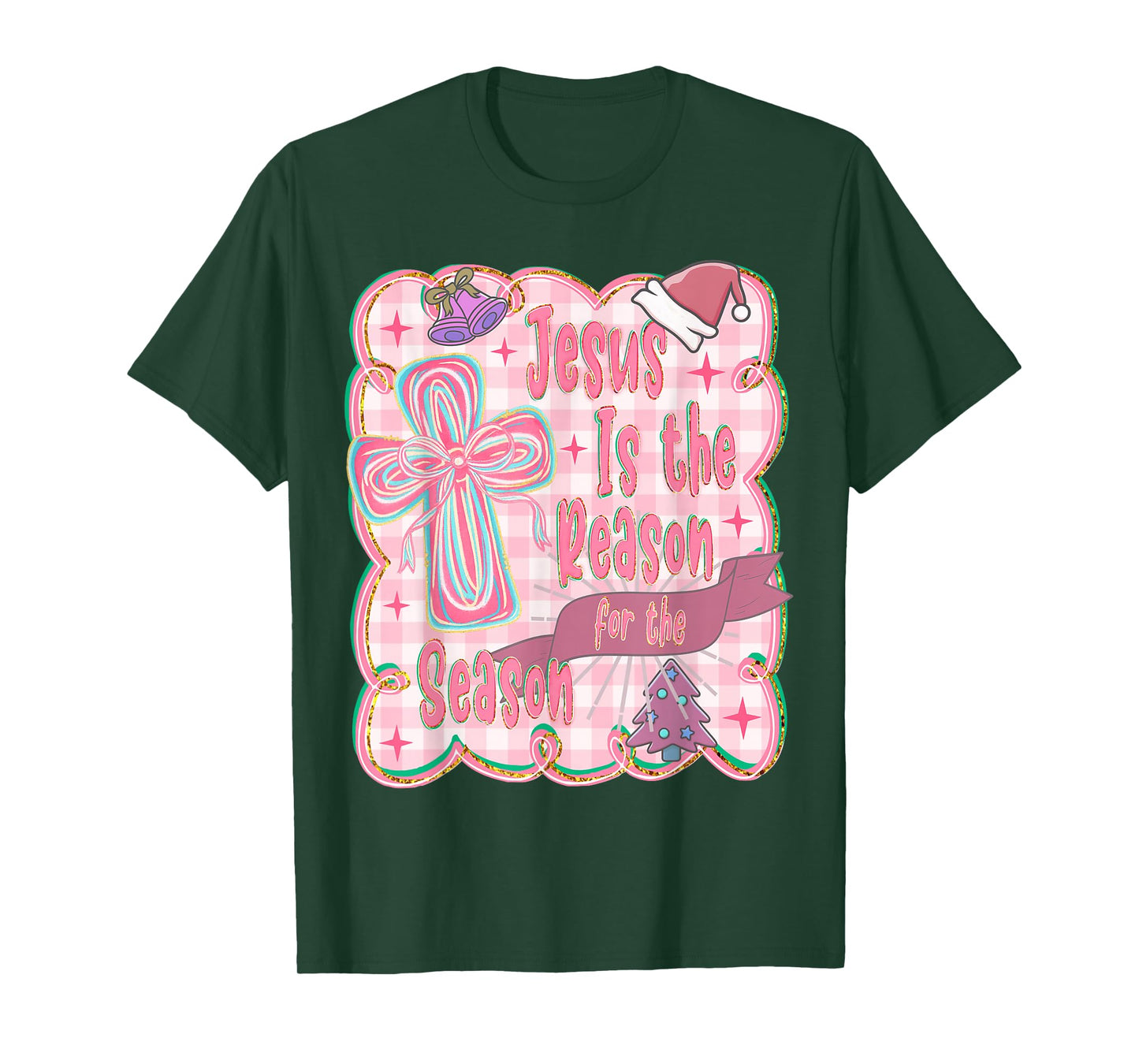 Christ Jesus is The Reason for The Season Xmas Coquette Bow T-Shirt