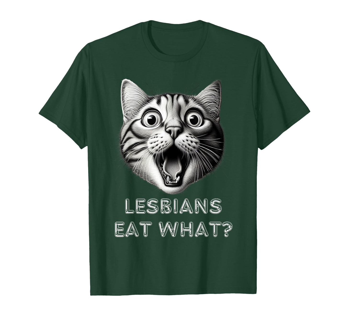 Shocked Cat Lesbians Eat What? Funny Lgbtq Design Gay Rude T-Shirt for Men Women