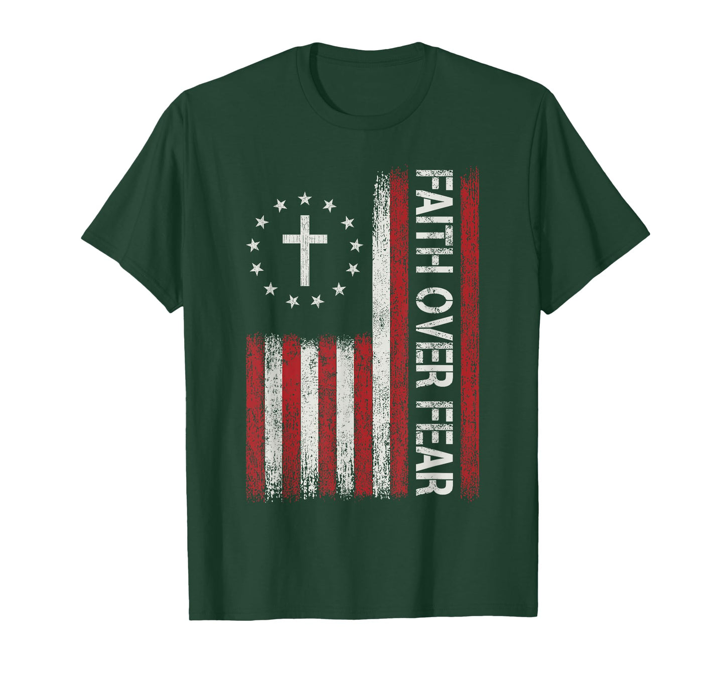 Faith Over Fear God Jesus Christian Bible Cross Religious T-Shirt