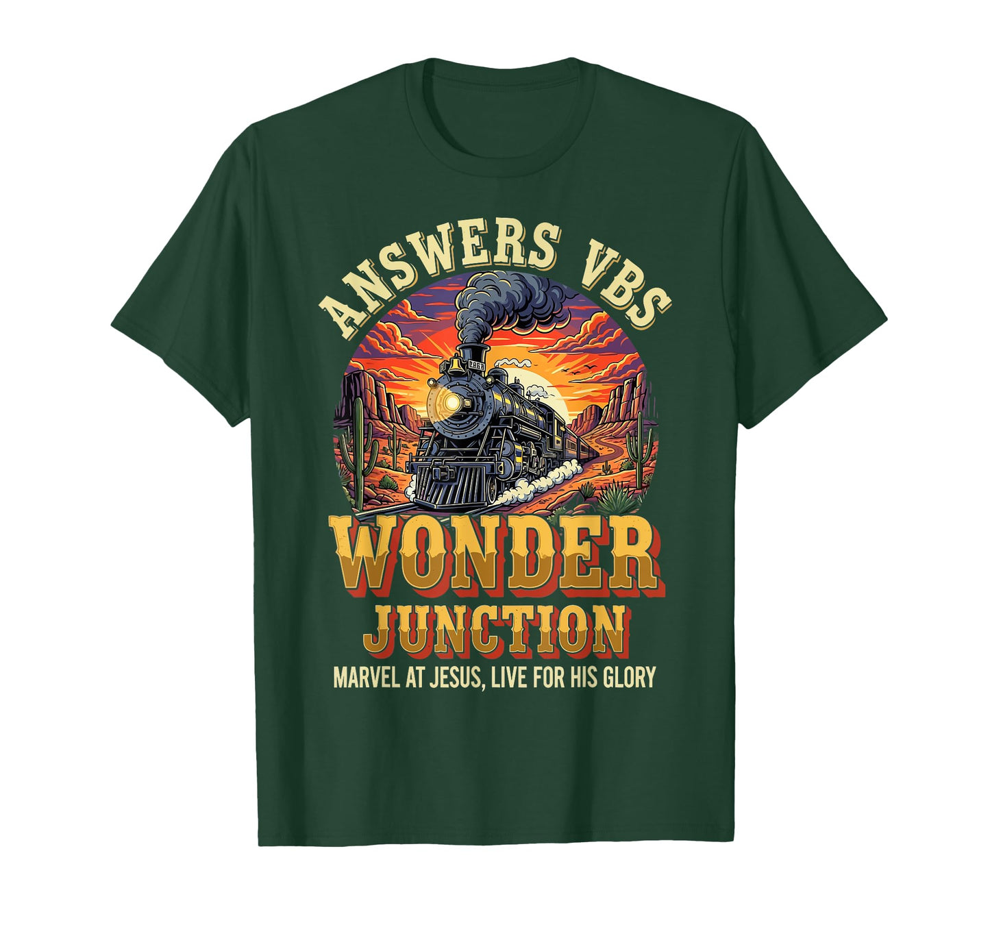 Christian Camp VBS 2025 Wonder His Glory Junction Train T-Shirt