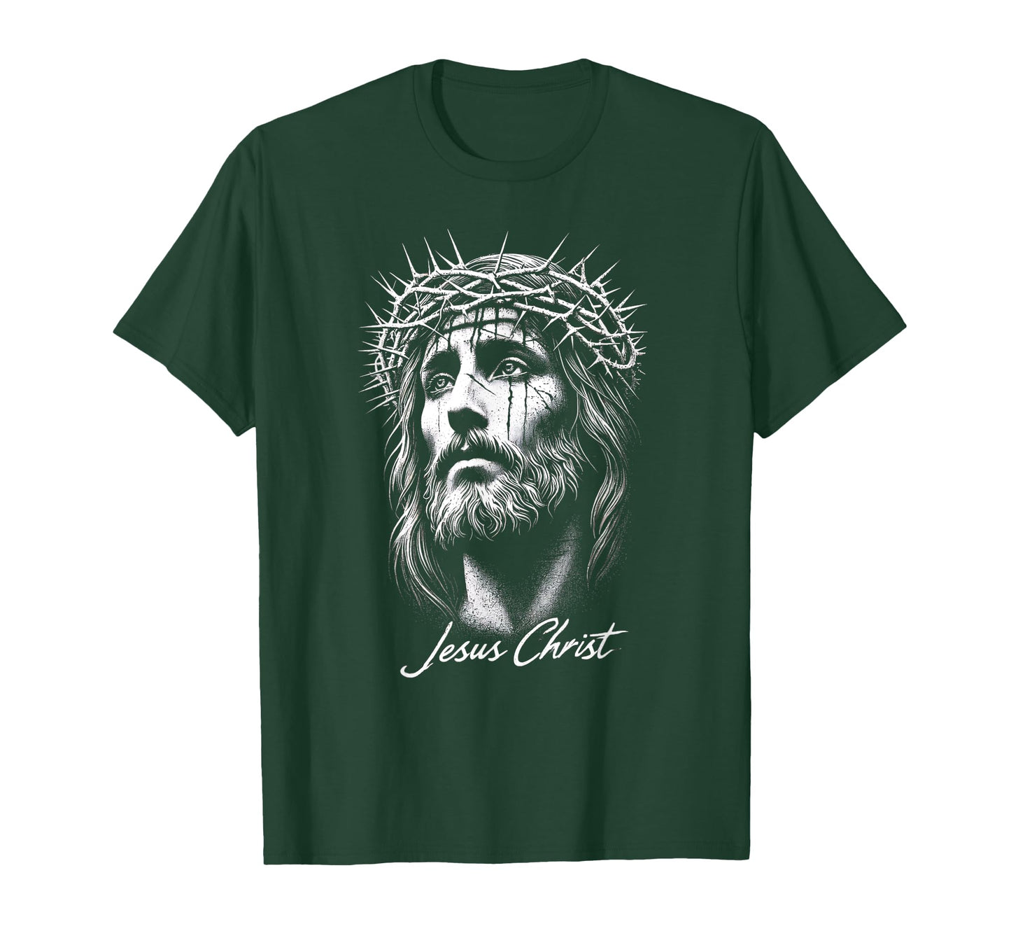 Jesus Christ in Crown of Thorns Distressed T-Shirt T-Shirt
