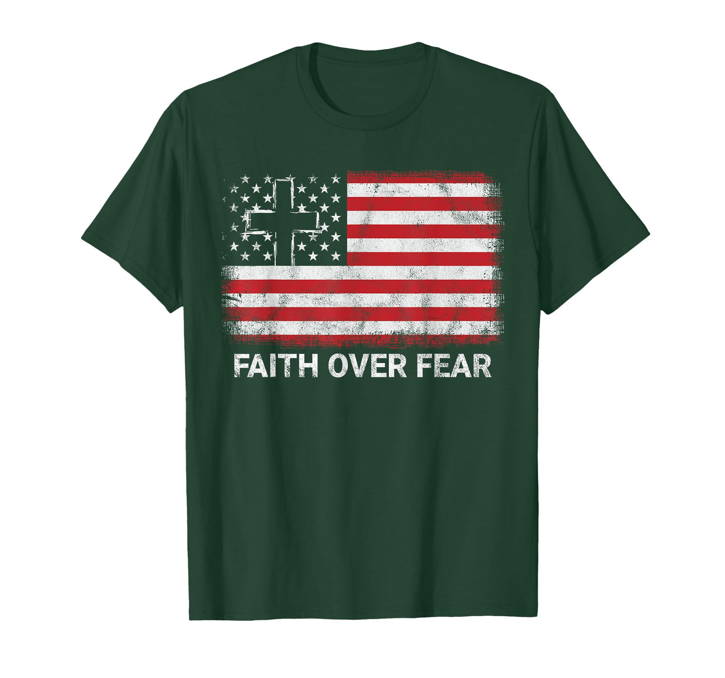 Faith Over Fear 4th of July Patriotic USA Flag T-Shirt
