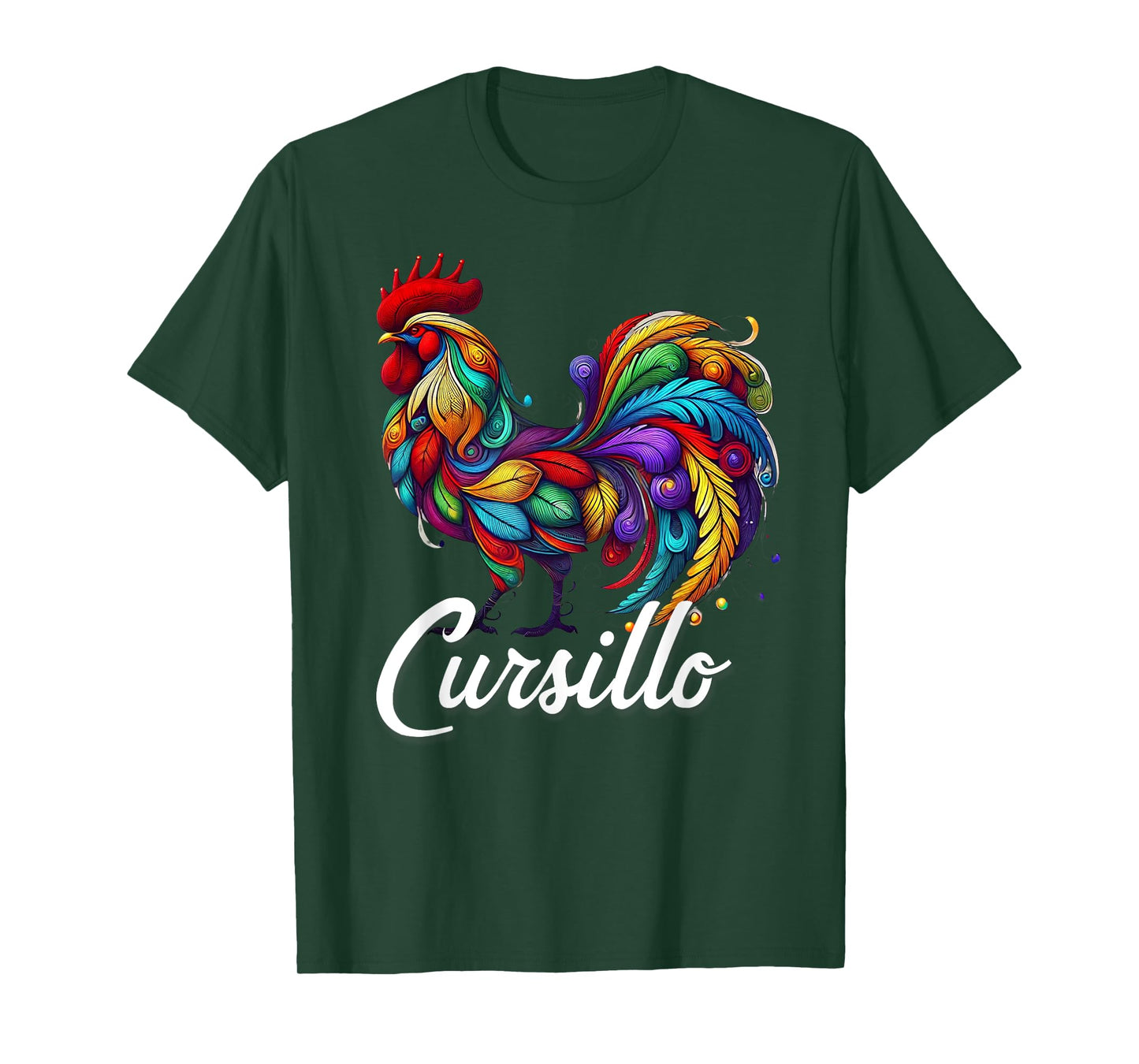 DeColores Cursillo Rainbow Rooster Catholic T-Shirt