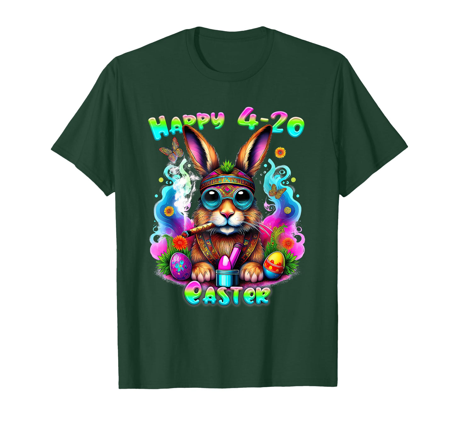 Happy 420 Easter Day Bunny Smoking Weed Marijuana Funny 420 T-Shirt