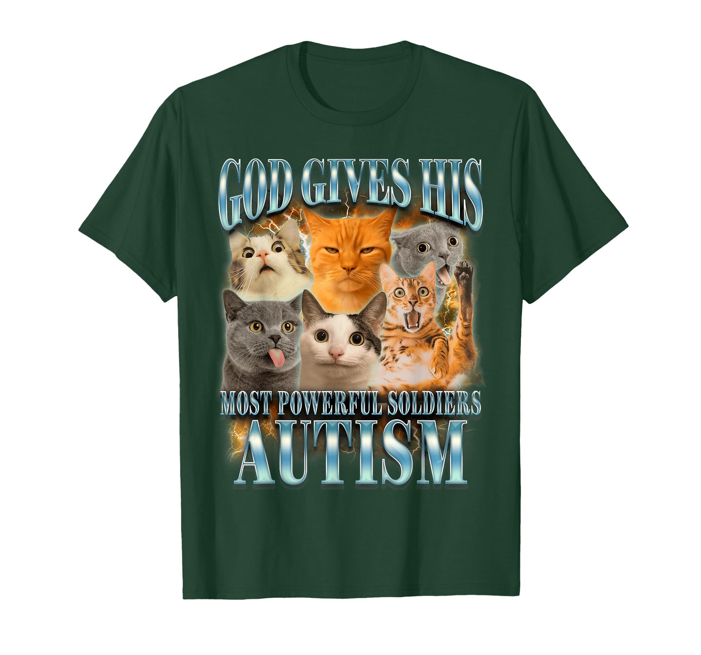 Autism Cat Lover God Gives His Most Powerful Soldiers Autism T-Shirt