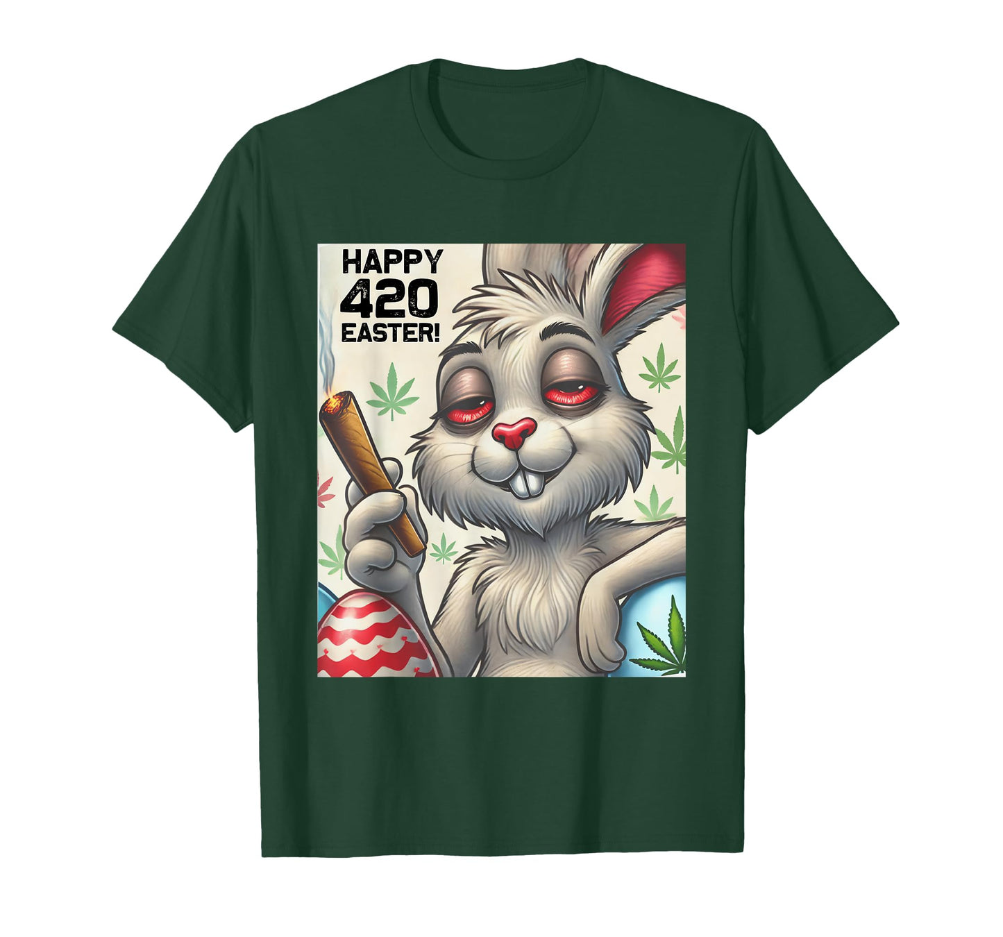 420 Easter Bunny Funny Weed Smoking Rabbit Cannabis 4/20 T-Shirt