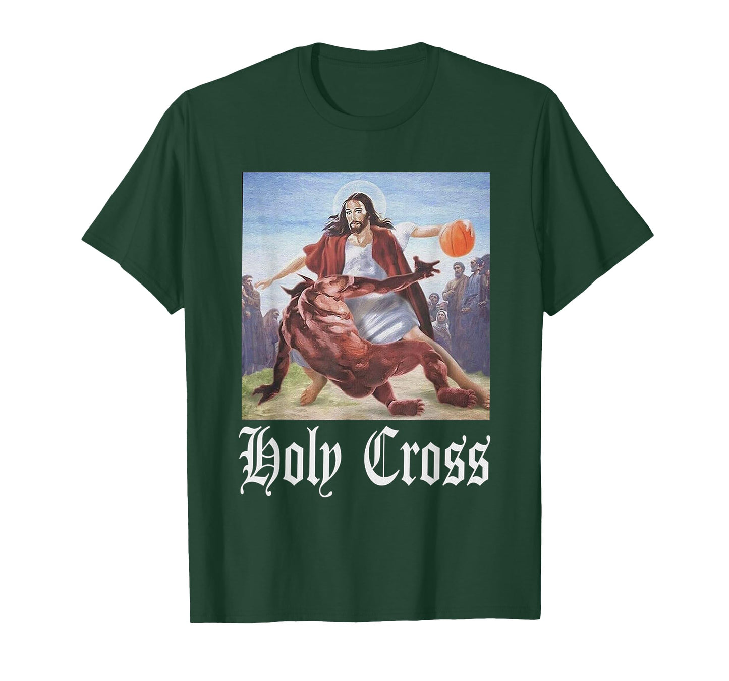 Not Today Satan Jesus Crossover Basketball Holy Cross T-Shirt