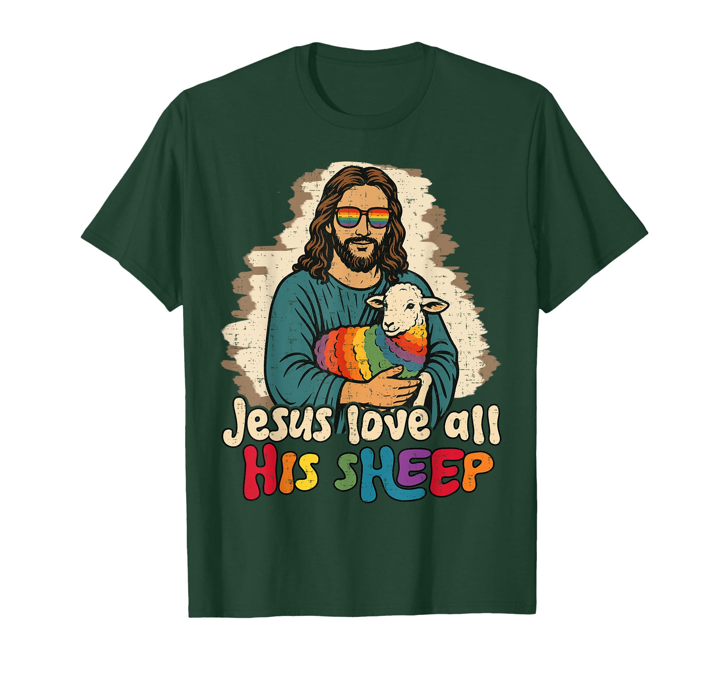 Jesus Loves All His Sheep Gay LGBTQ Proud Ally Christians T-Shirt