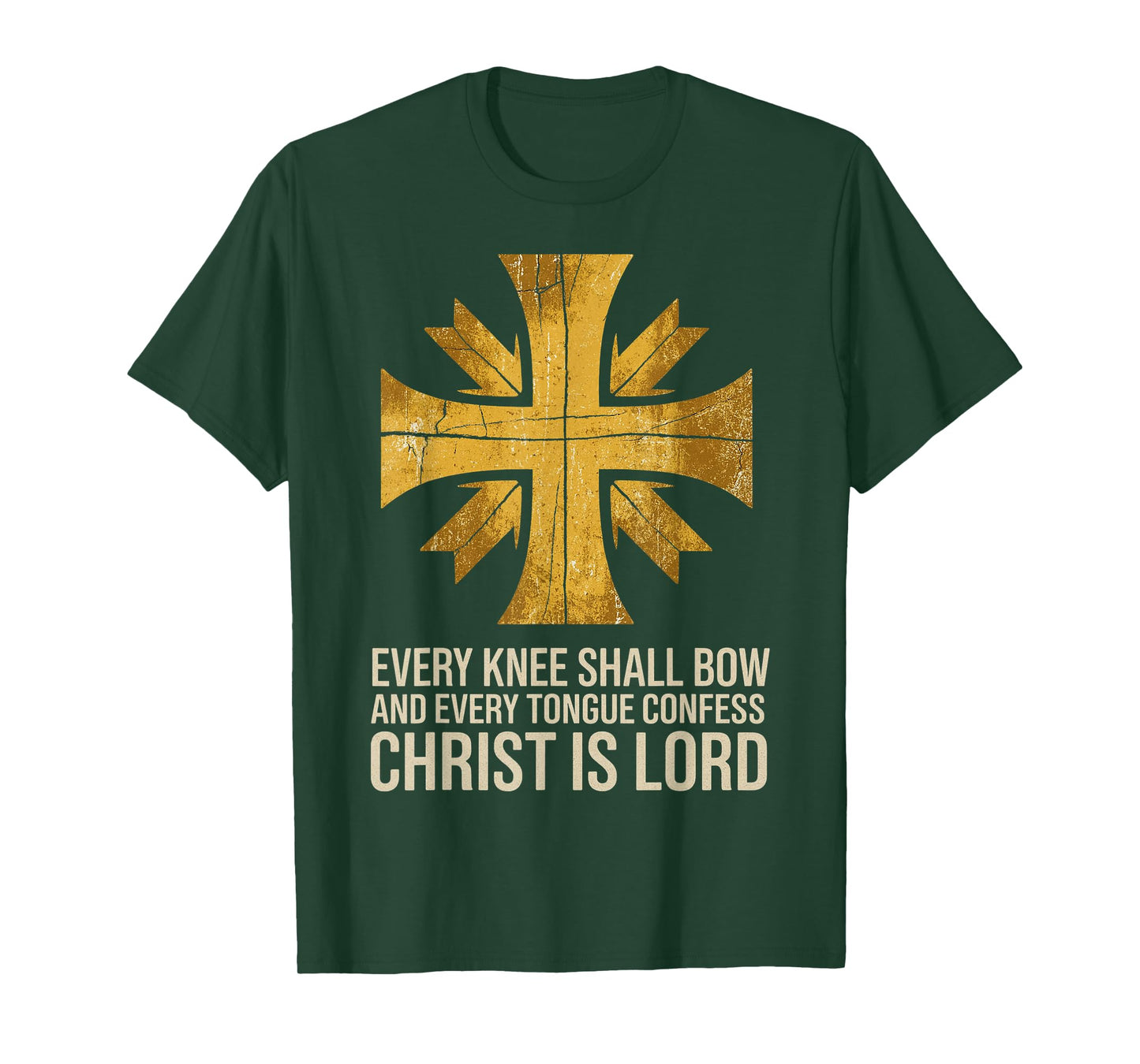 Every Knee Shall Bow Christ is Lord Bible Verse Cross T-Shirt