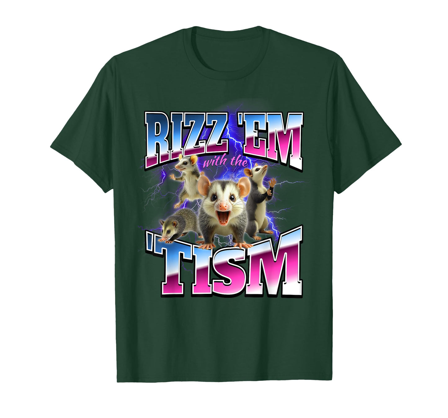 Autism Possum Rizz Em With The Tism Brainrot Funny Unhinged T-Shirt