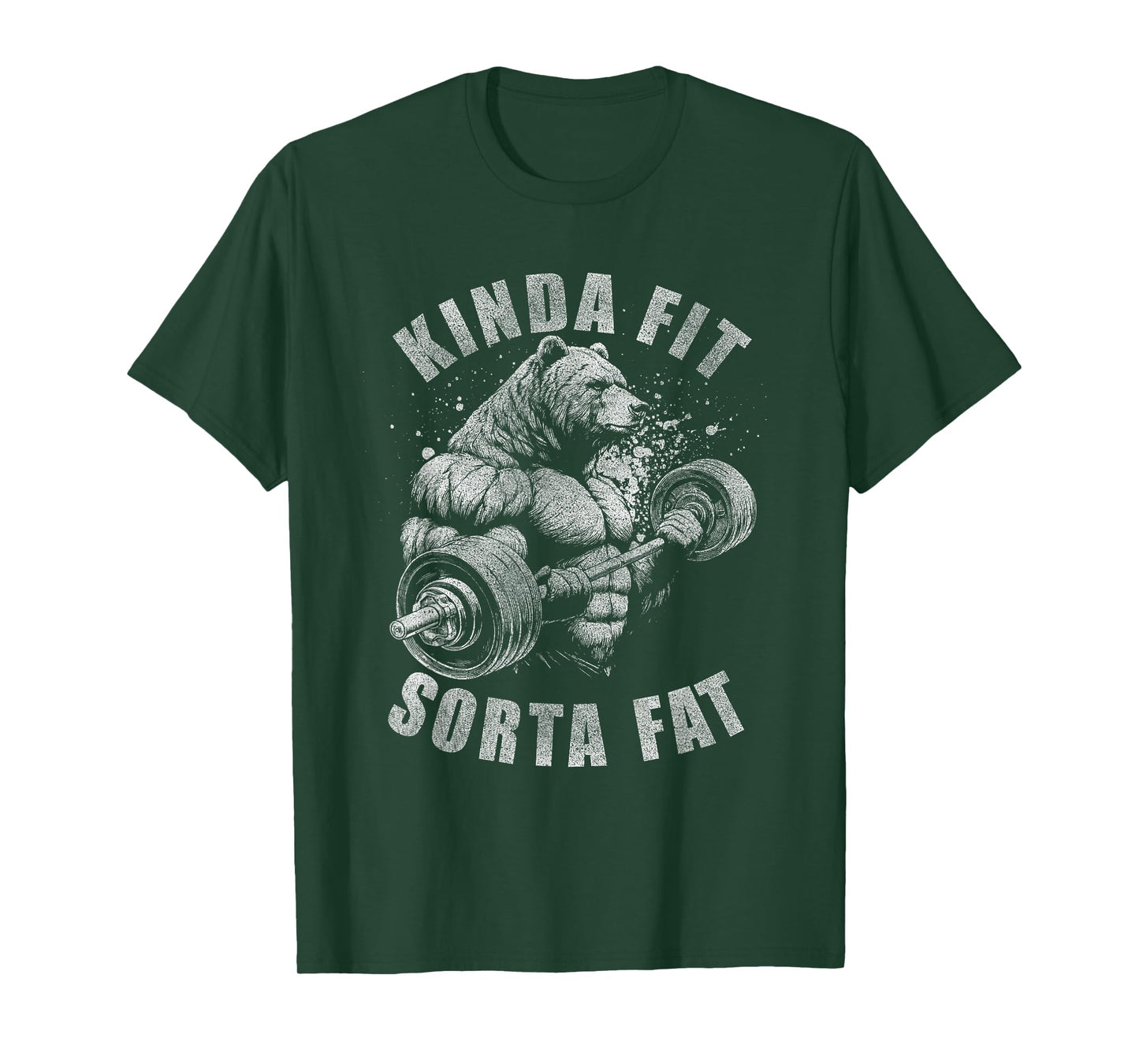 Kinda Fit Sorta Fat Funny Gym Bear Weightlifting Workout T-Shirt