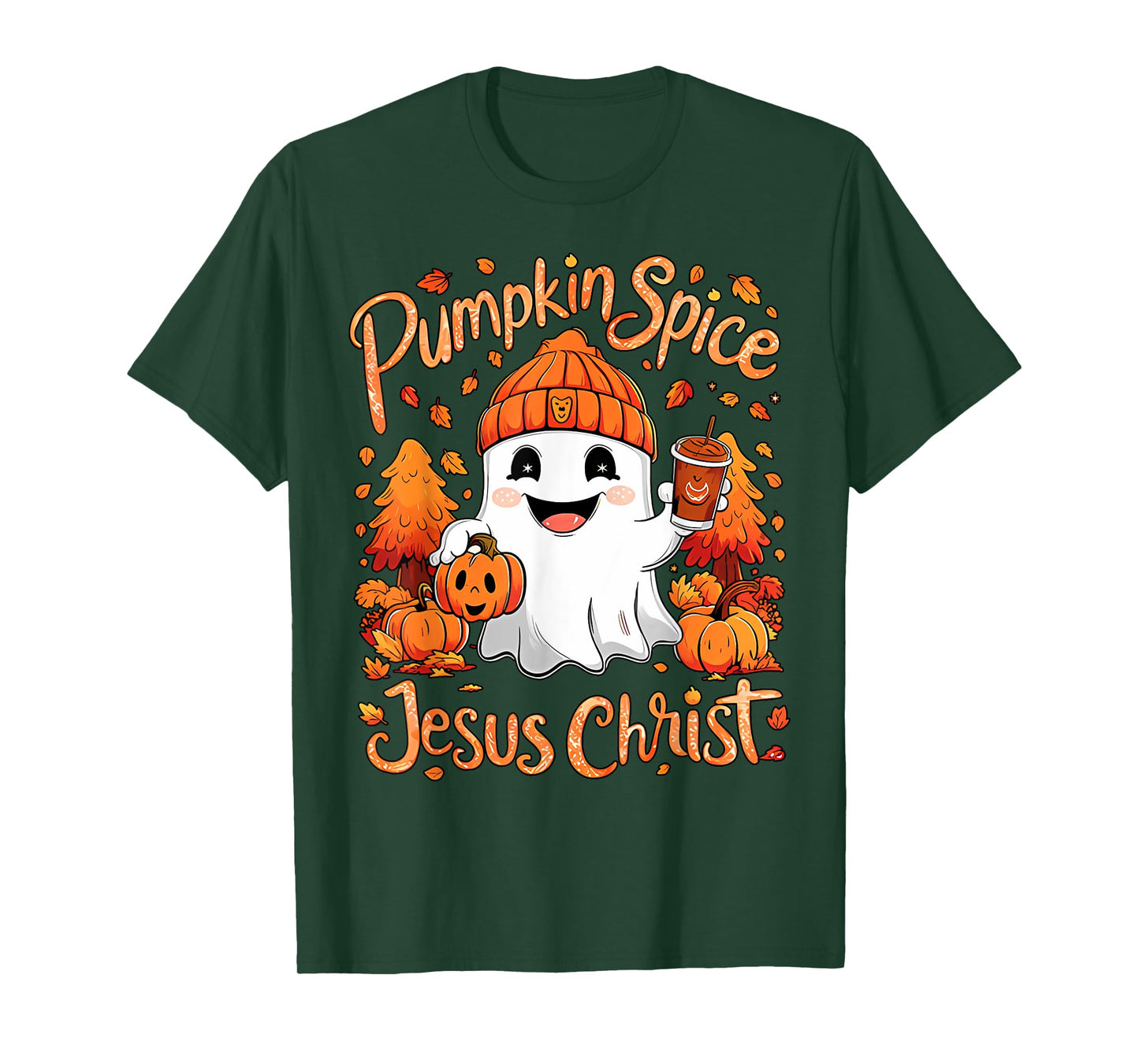 Pumpkin Spice Jesus Christ Ghost Fall Autumn Jesus Christian T-Shirt