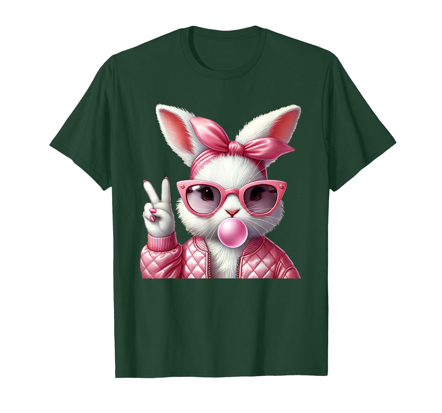 Cute Bunny Rabbit Glasses Bubblegum Easter Pastel T-Shirt