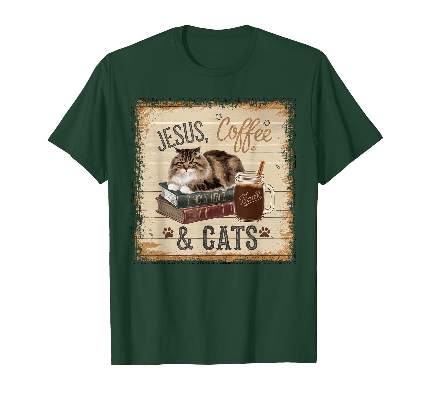 Jesus Coffee Cats Funny Cute Design Jesus Lovers Christian T-Shirt